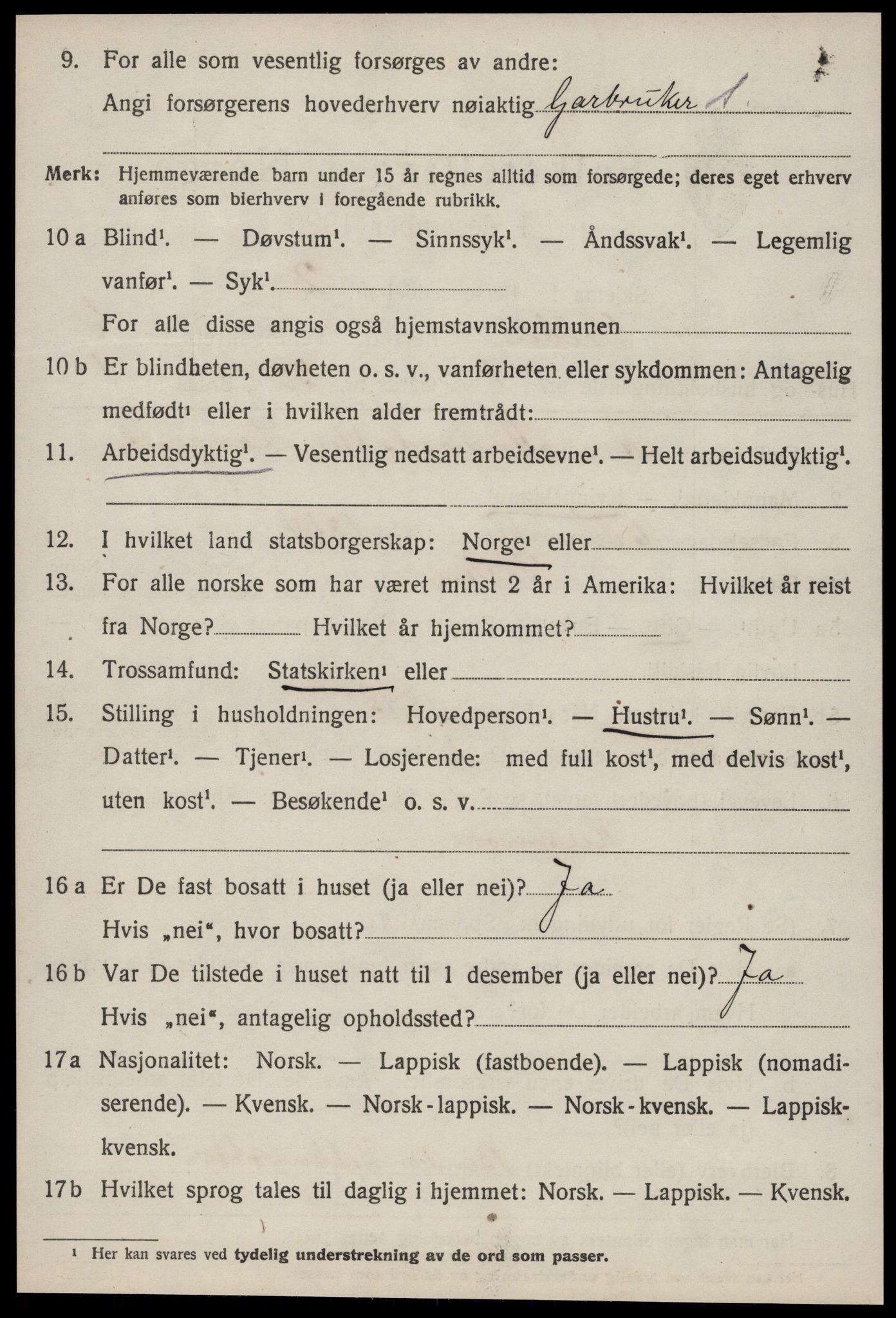 SAT, 1920 census for Selbu, 1920, p. 3485