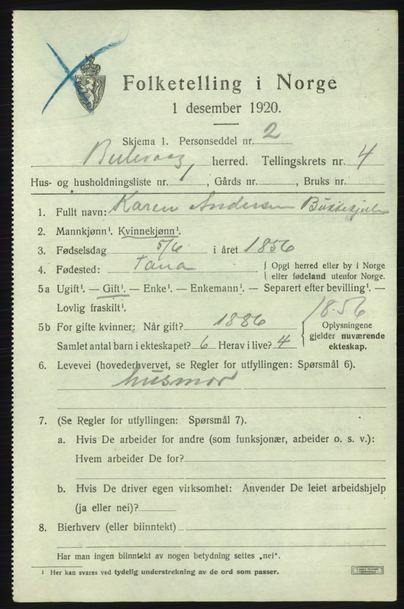 SATØ, 1920 census for Berlevåg, 1920, p. 2479