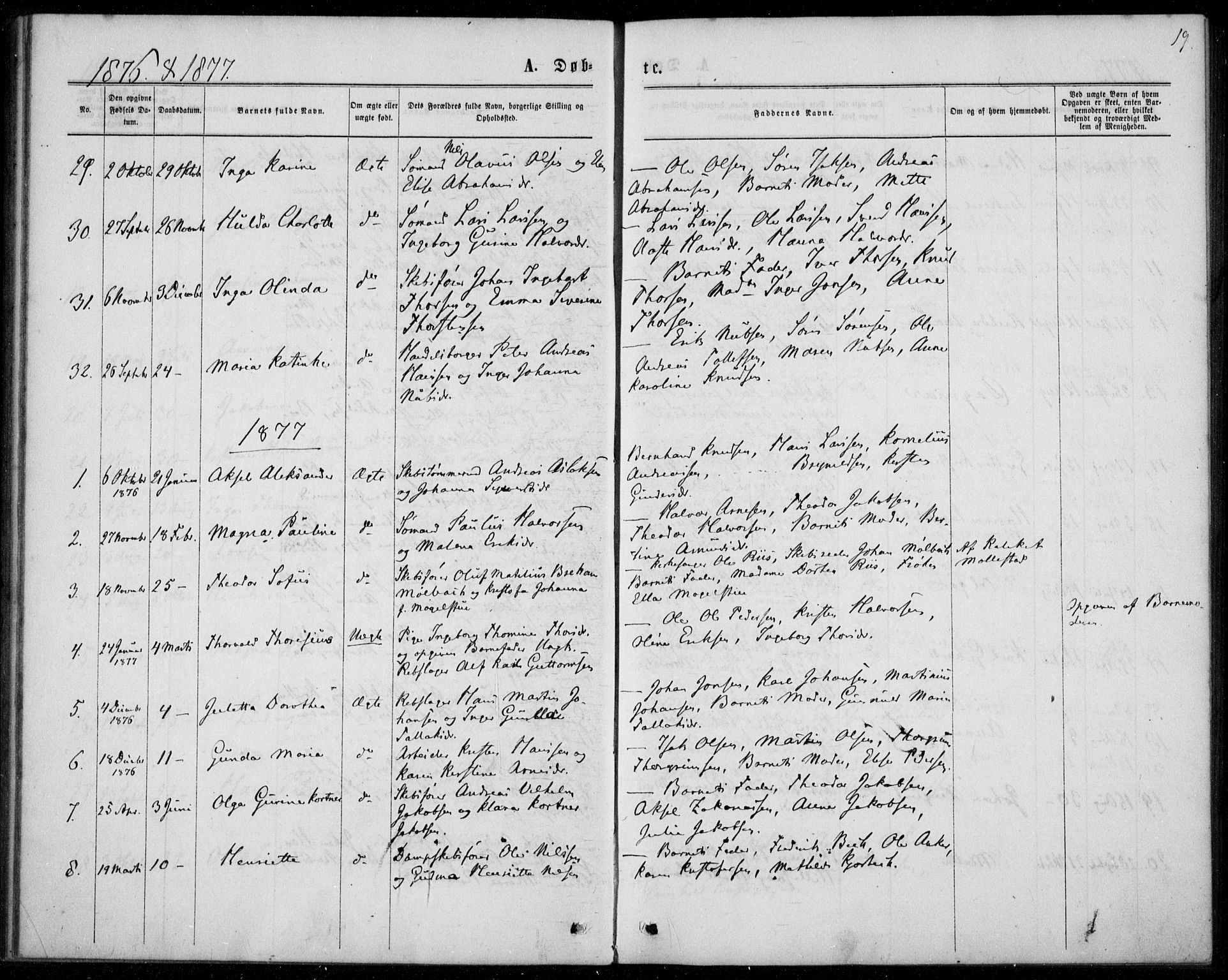 Langesund kirkebøker, SAKO/A-280/F/Fa/L0001: Parish register (official) no. 1, 1870-1877, p. 19