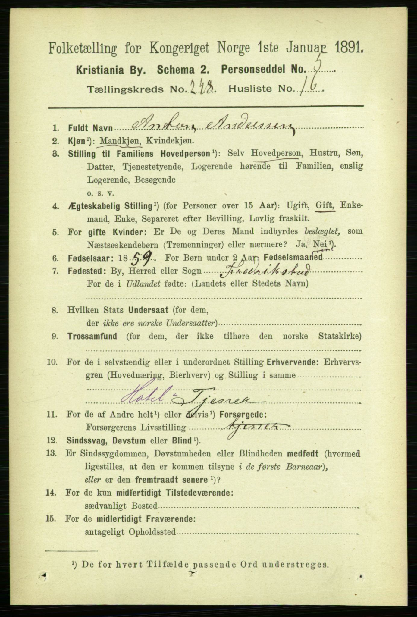 RA, 1891 census for 0301 Kristiania, 1891, p. 151810