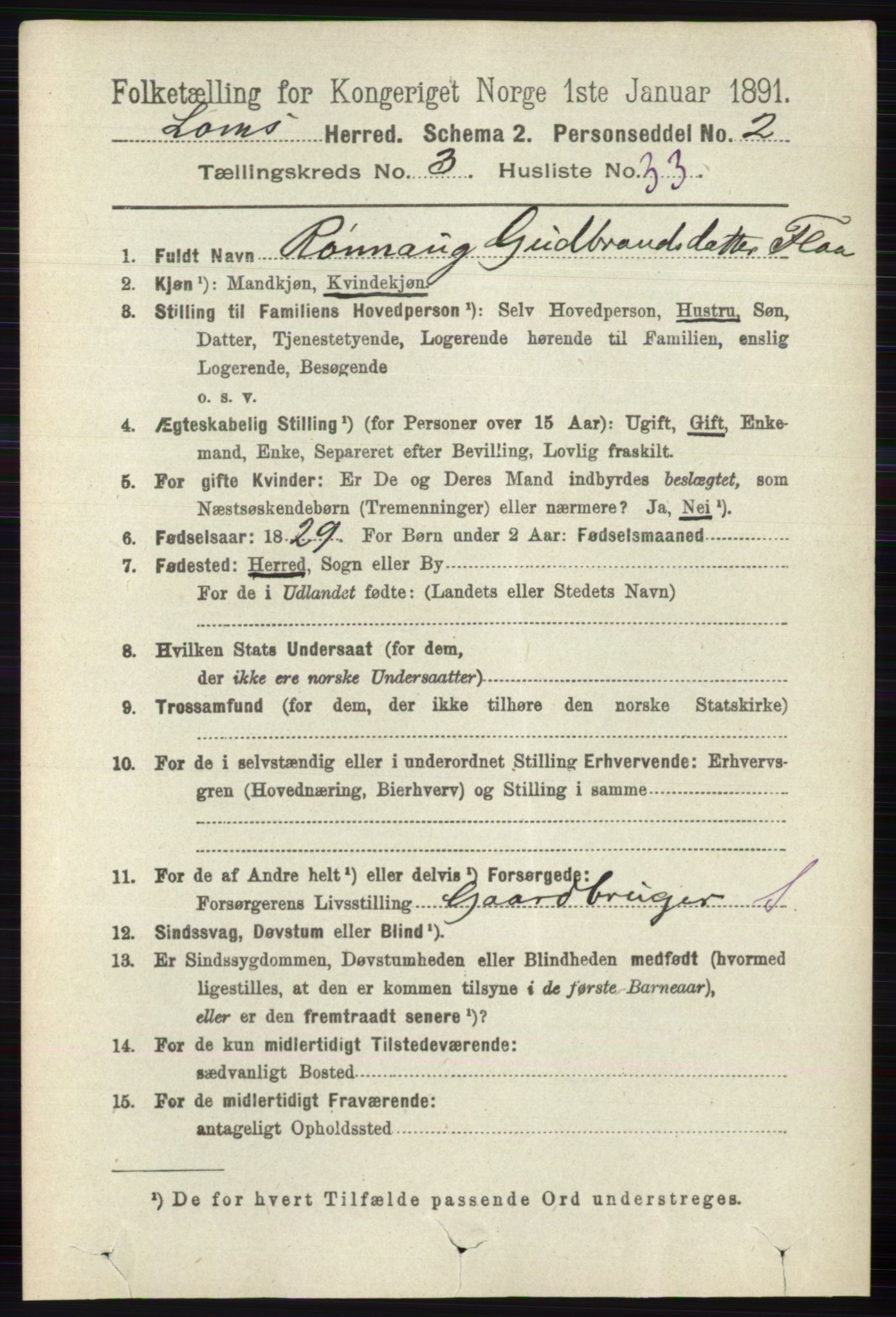 RA, 1891 census for 0514 Lom, 1891, p. 1450