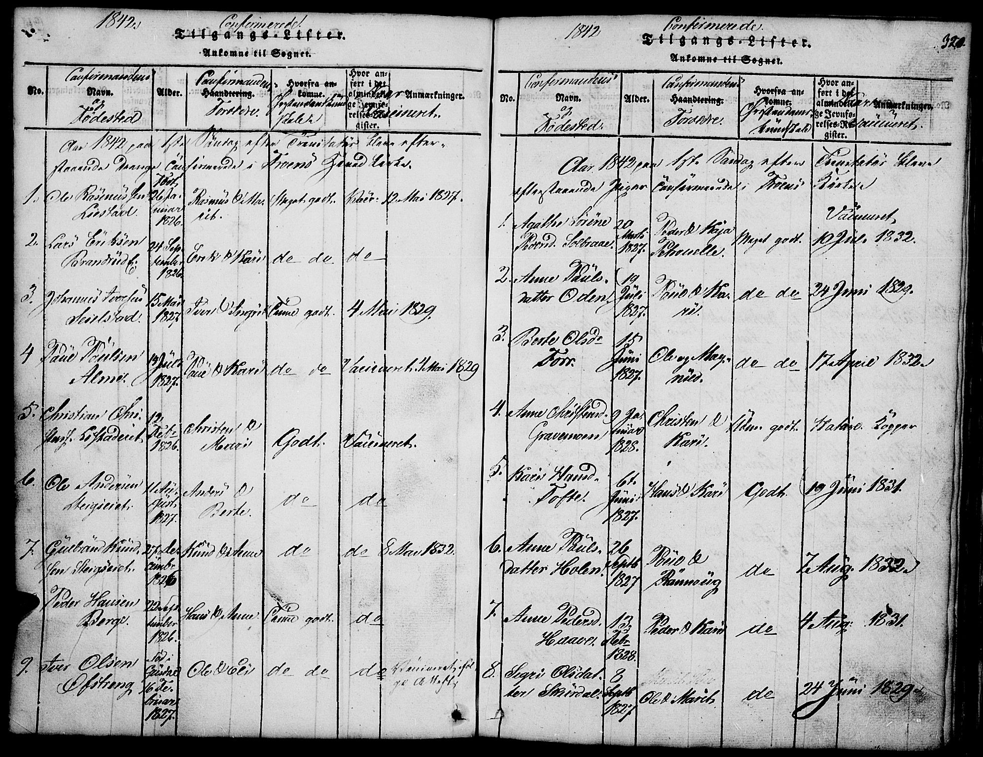 Fron prestekontor, SAH/PREST-078/H/Ha/Hab/L0001: Parish register (copy) no. 1, 1816-1843, p. 320