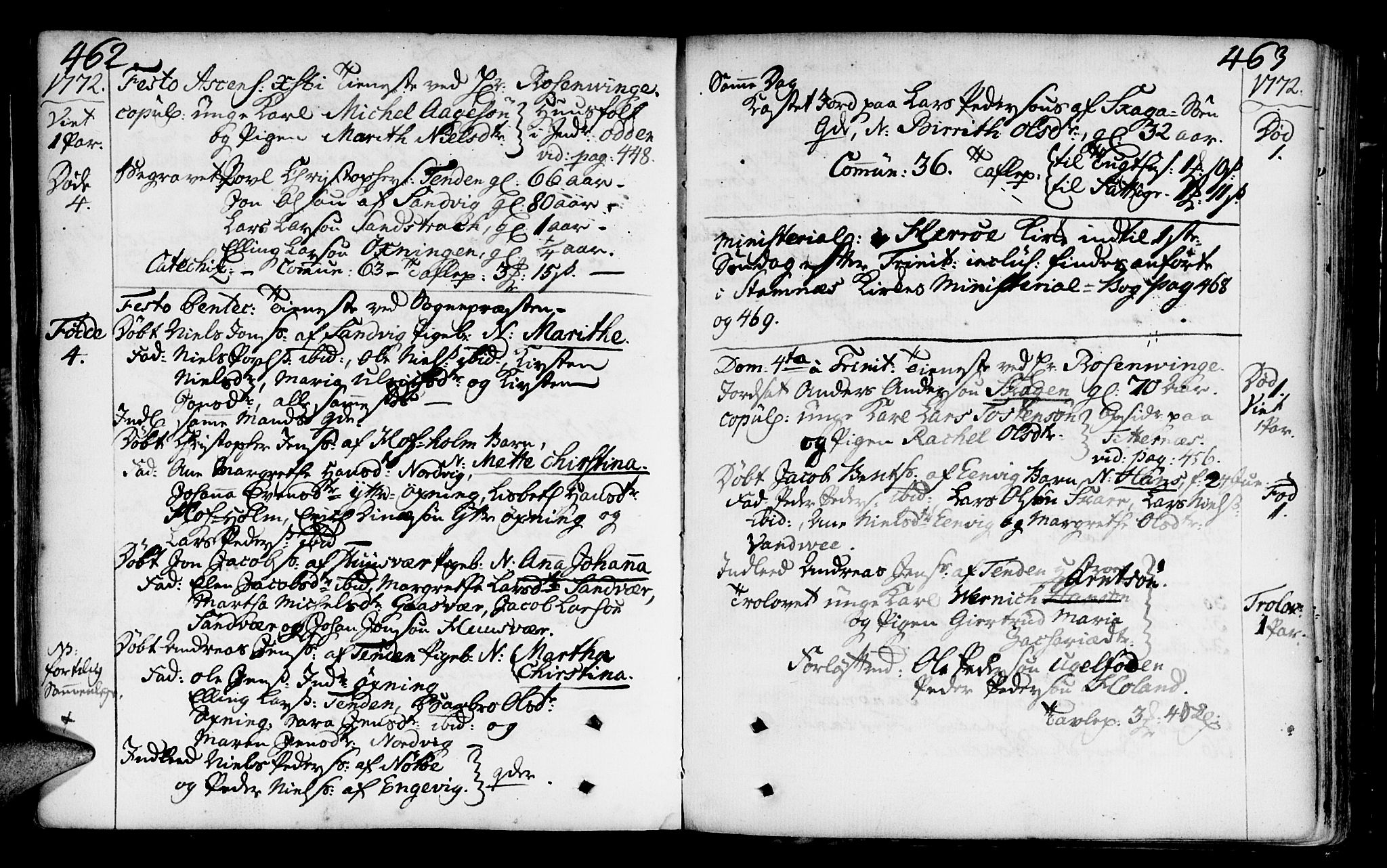 Ministerialprotokoller, klokkerbøker og fødselsregistre - Nordland, AV/SAT-A-1459/817/L0260: Parish register (official) no. 817A02 /2, 1768-1776, p. 462-463