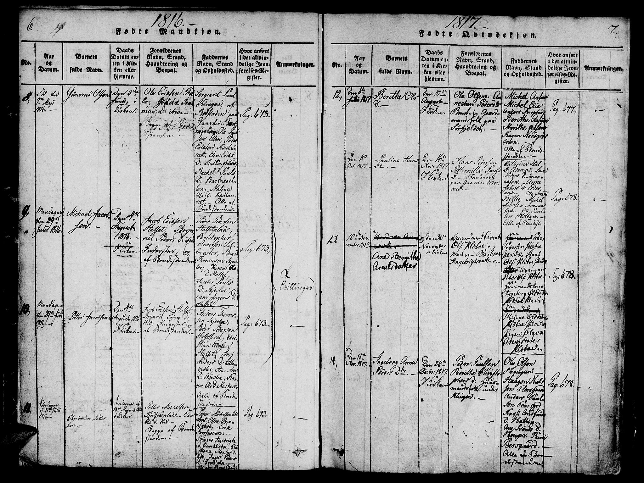 Ministerialprotokoller, klokkerbøker og fødselsregistre - Nord-Trøndelag, AV/SAT-A-1458/746/L0441: Parish register (official) no. 746A03 /1, 1816-1827, p. 6-7