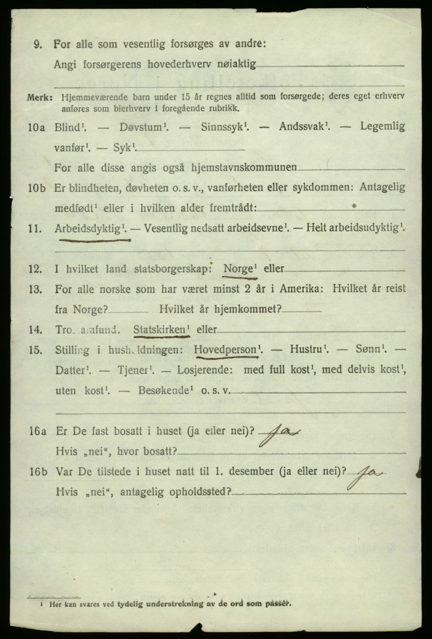 SAB, 1920 census for Haus, 1920, p. 1698