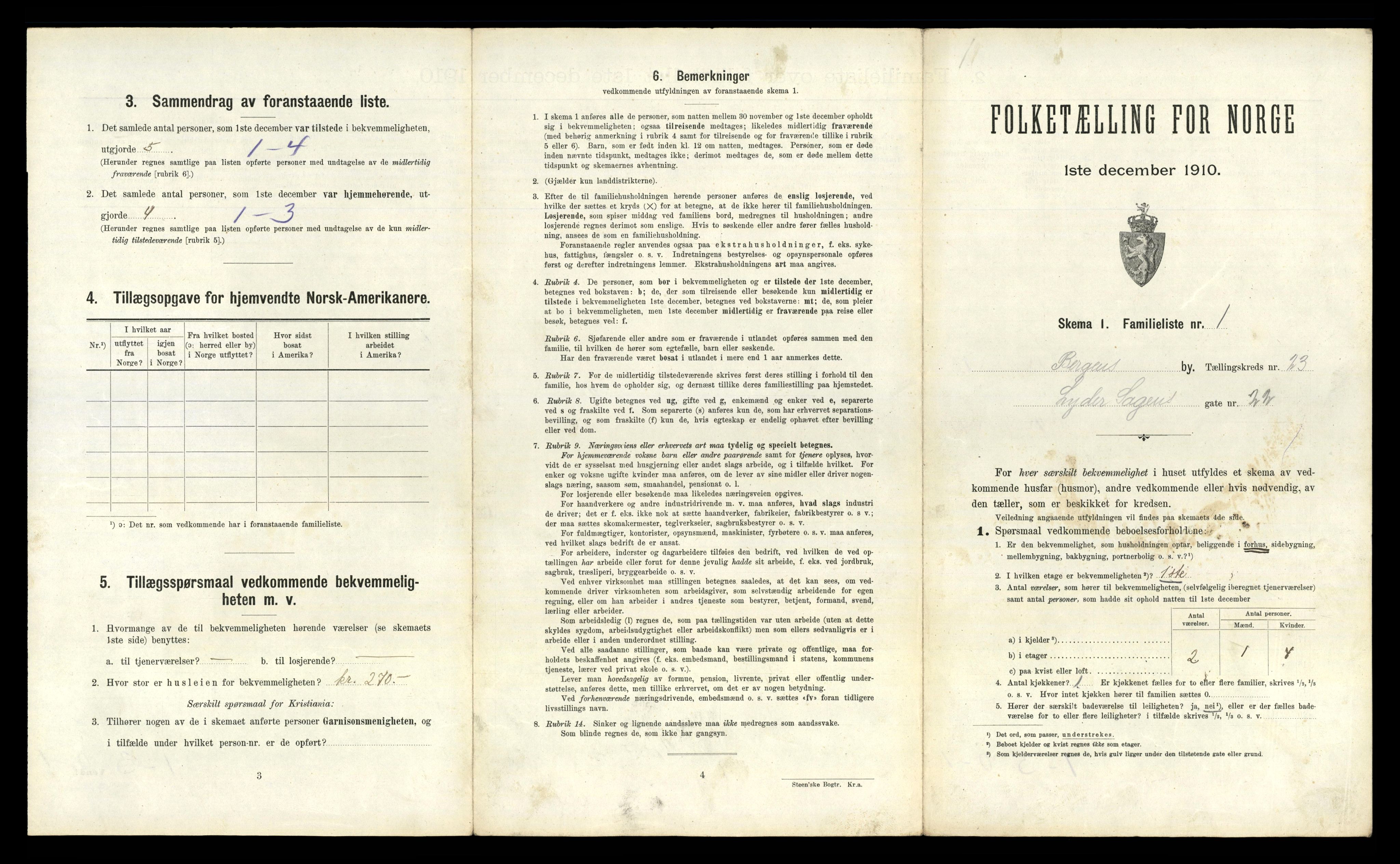 RA, 1910 census for Bergen, 1910, p. 7695