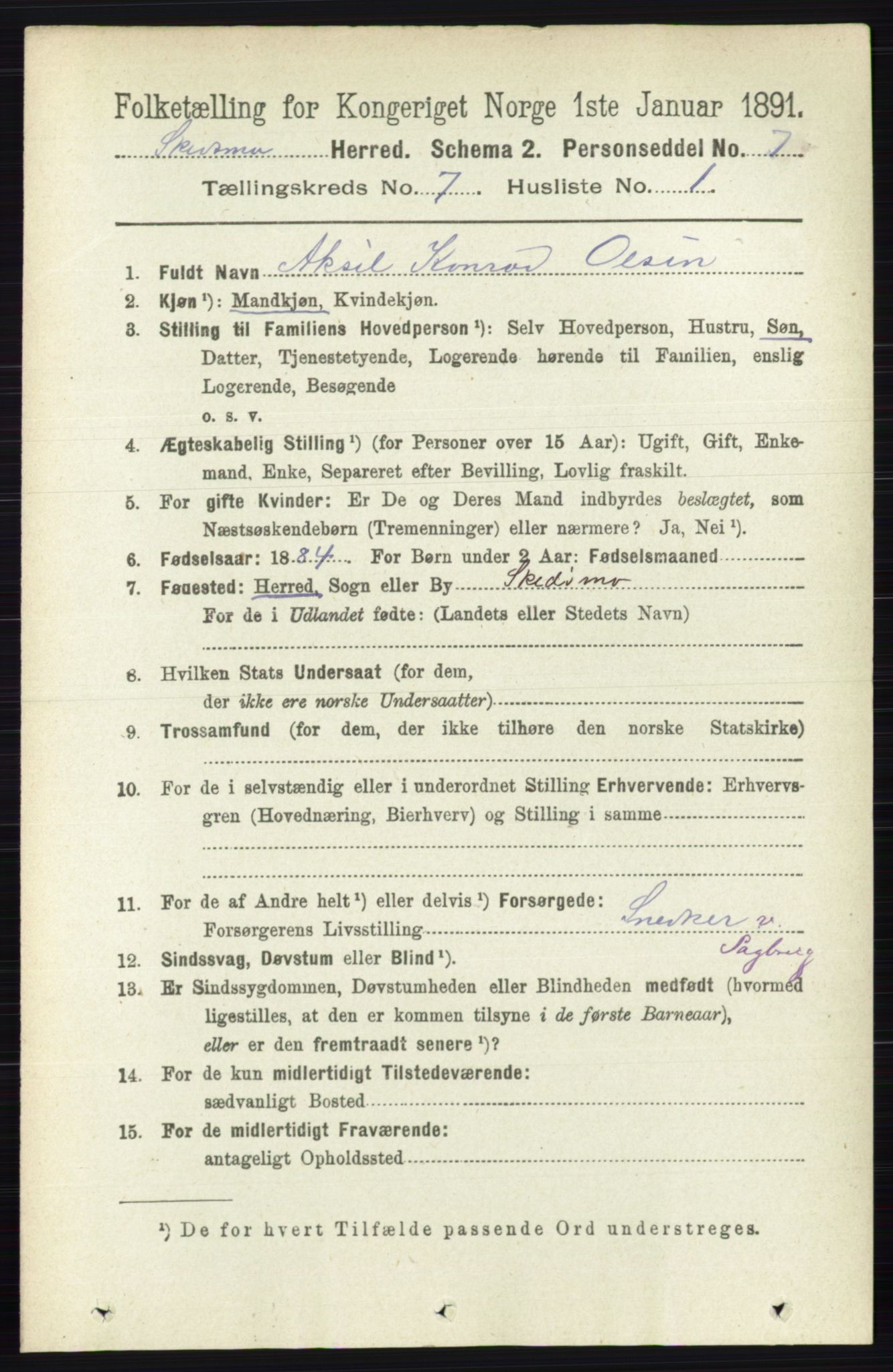 RA, 1891 census for 0231 Skedsmo, 1891, p. 3342