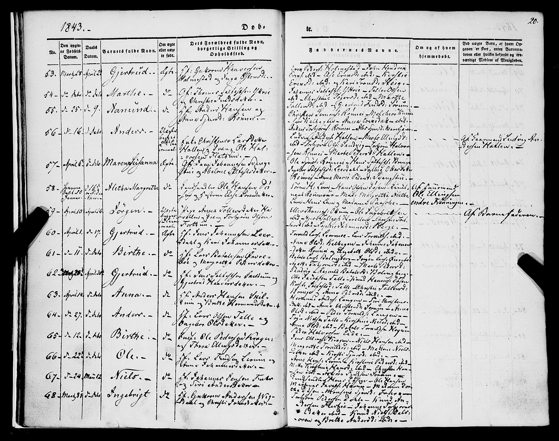 Luster sokneprestembete, AV/SAB-A-81101/H/Haa/Haaa/L0006: Parish register (official) no. A 6, 1840-1848, p. 20