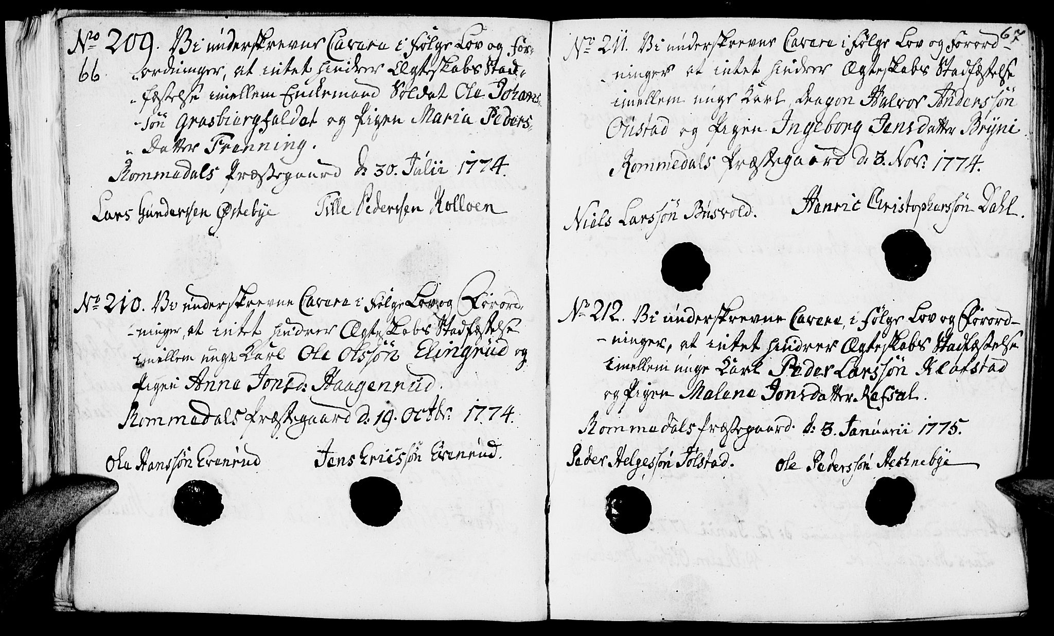 Romedal prestekontor, AV/SAH-PREST-004/I/L0001: Best man's statements no. 1, 1762-1802, p. 66-67