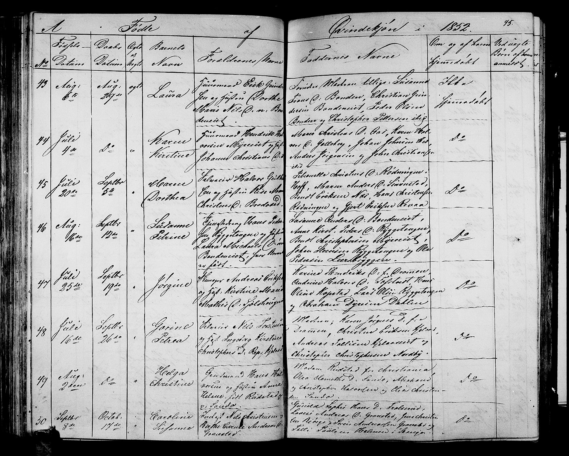 Sande Kirkebøker, AV/SAKO-A-53/G/Ga/L0002: Parish register (copy) no. 2, 1847-1863, p. 95