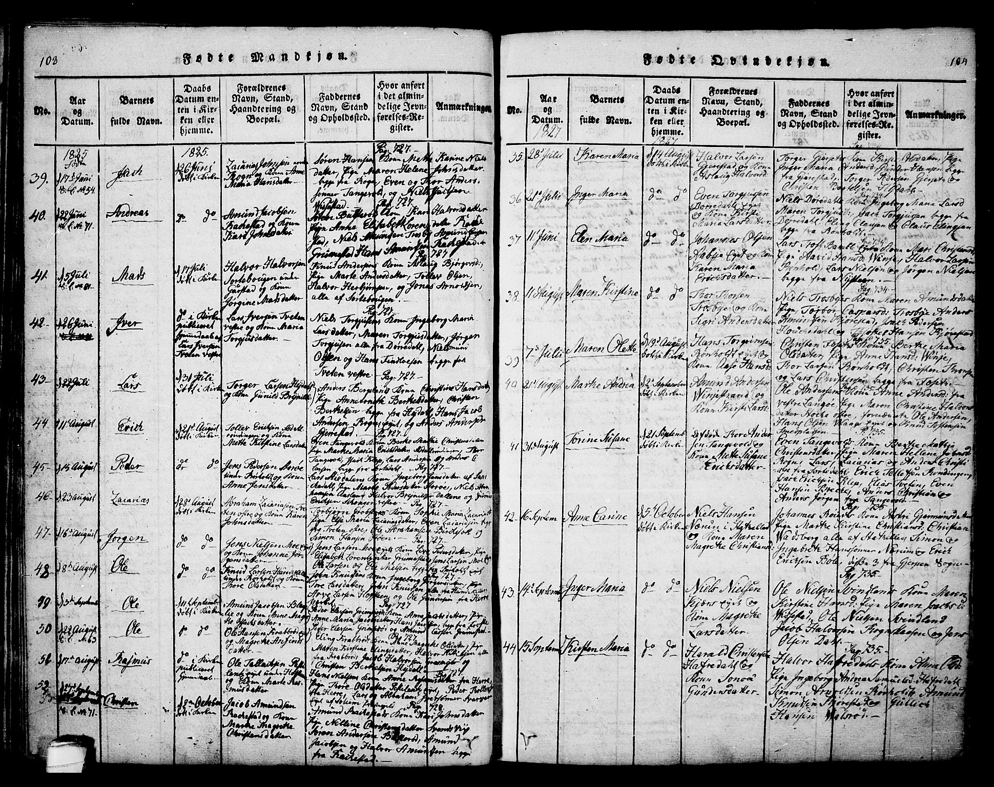 Bamble kirkebøker, SAKO/A-253/F/Fa/L0003: Parish register (official) no. I 3 /1, 1814-1834, p. 103-104