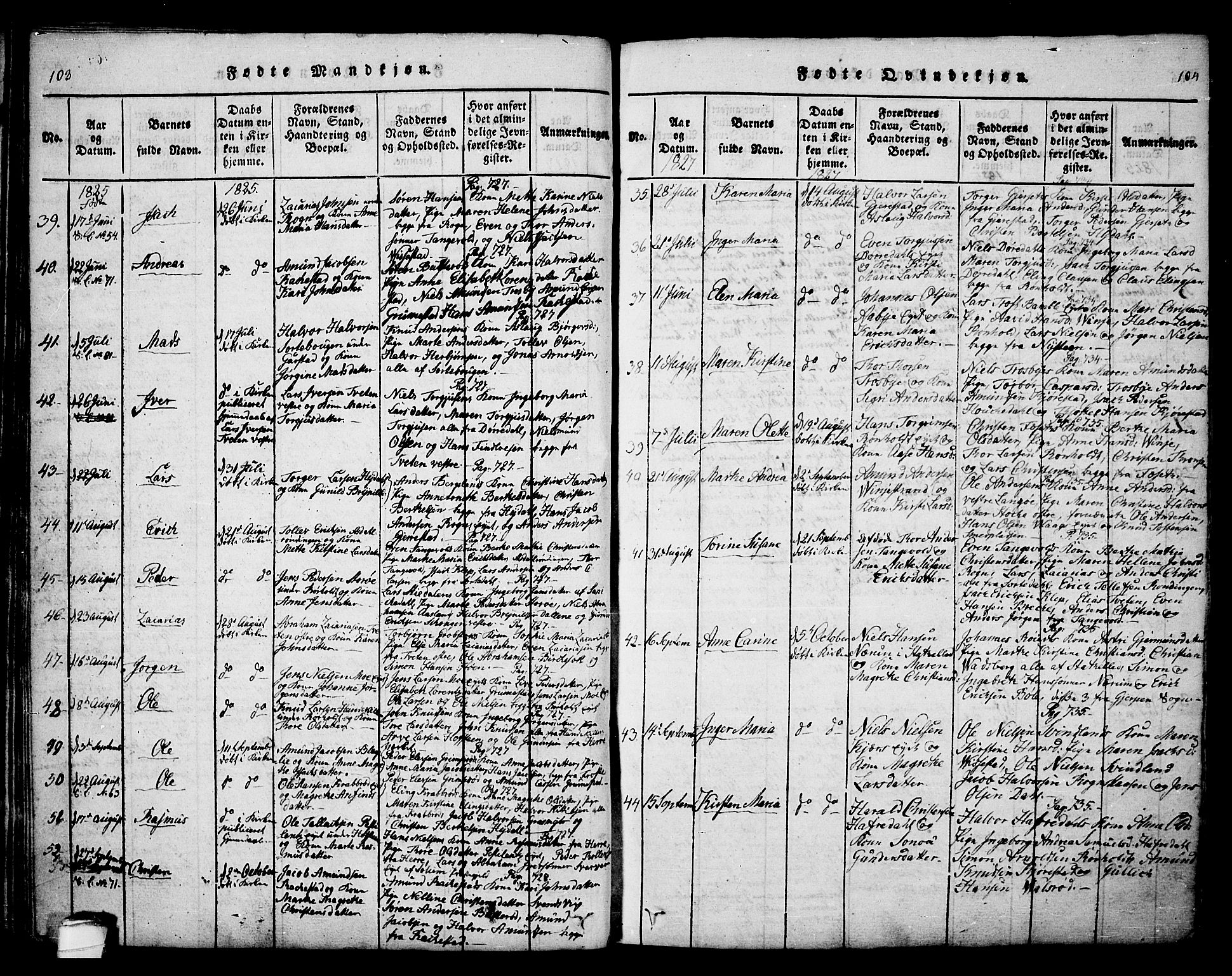 Bamble kirkebøker, AV/SAKO-A-253/F/Fa/L0003: Parish register (official) no. I 3 /1, 1814-1834, p. 103-104