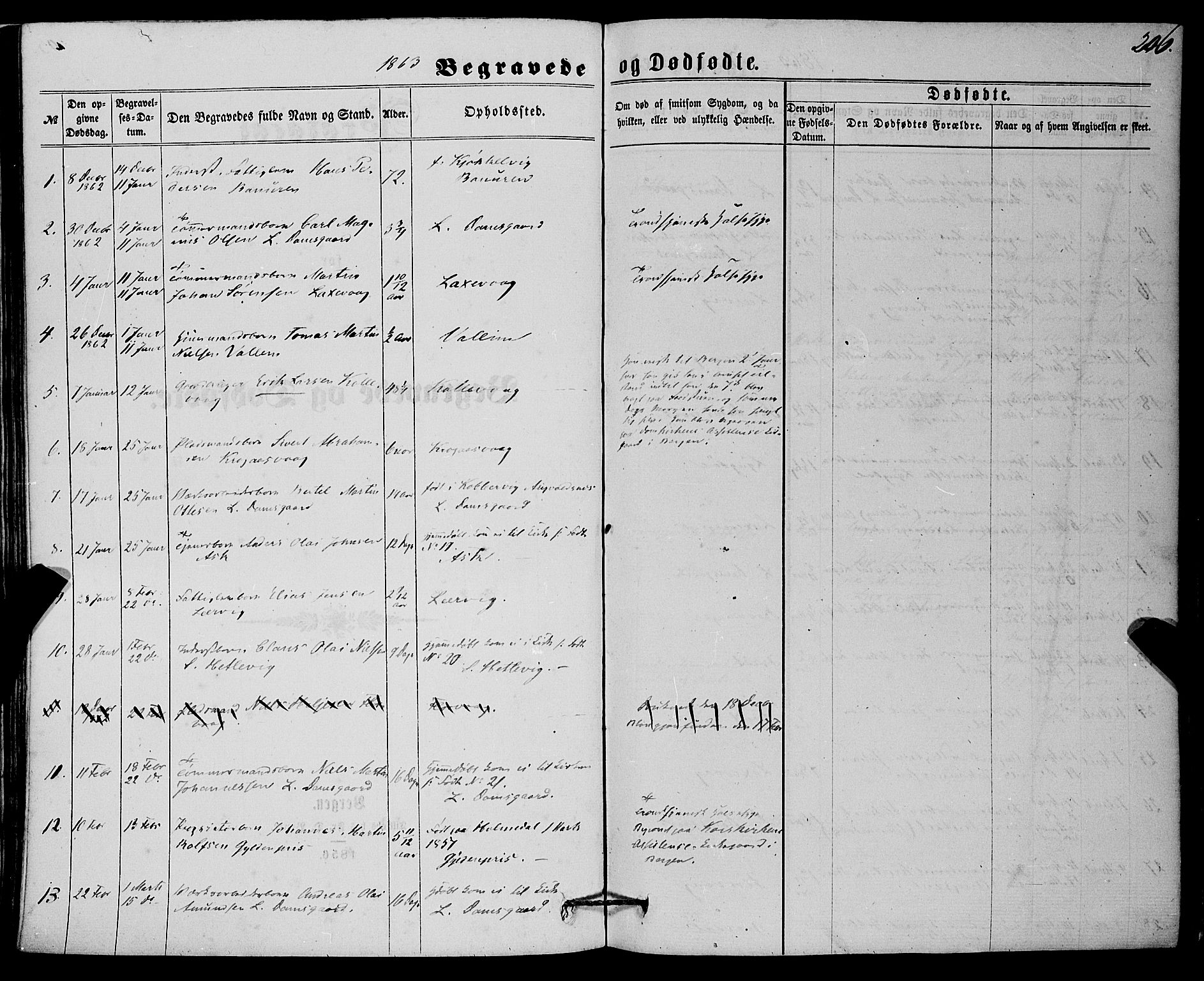 Askøy Sokneprestembete, AV/SAB-A-74101/H/Ha/Haa/Haaa/L0009: Parish register (official) no. A 9, 1863-1877, p. 206