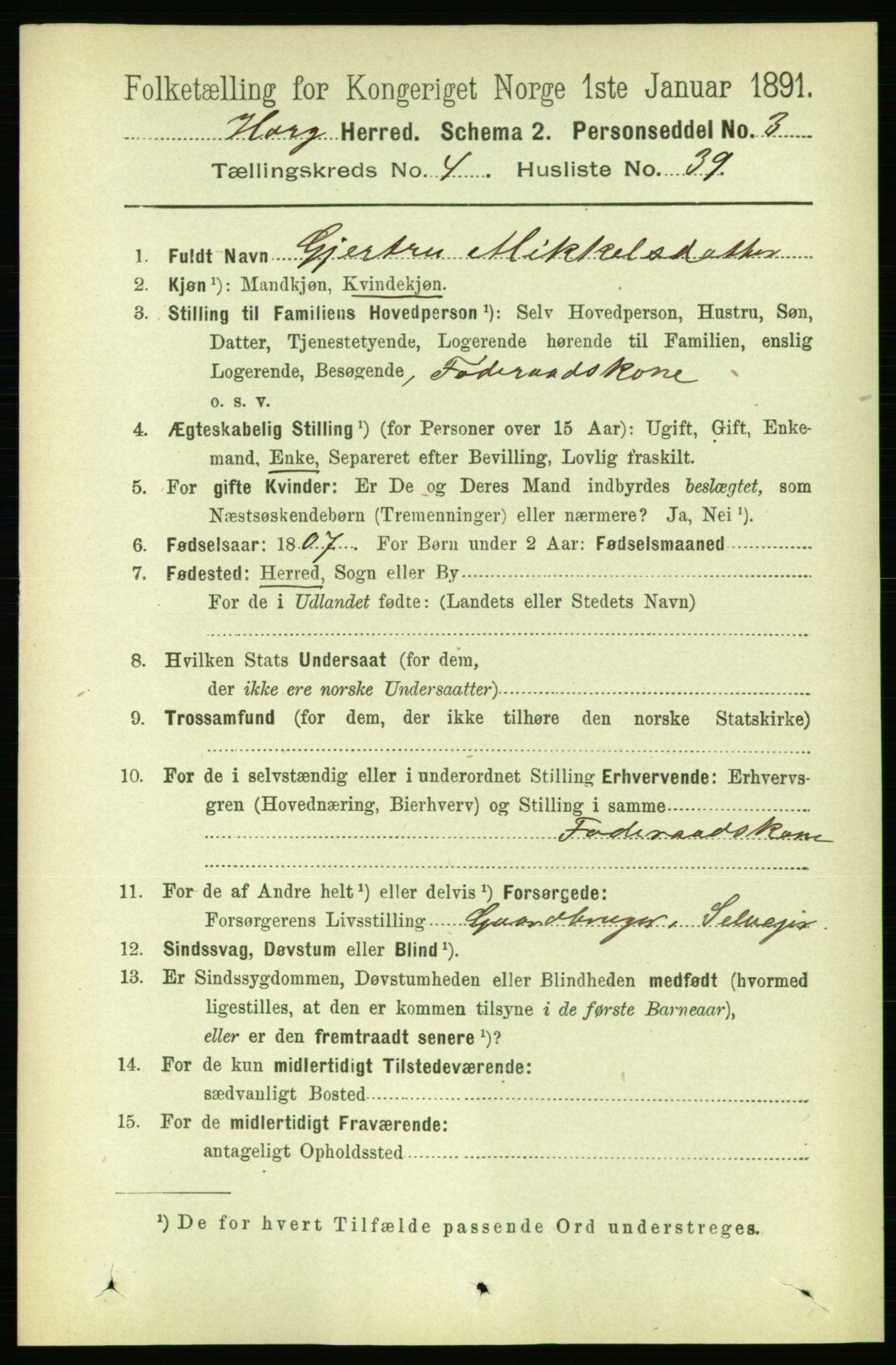 RA, 1891 census for 1650 Horg, 1891, p. 1772