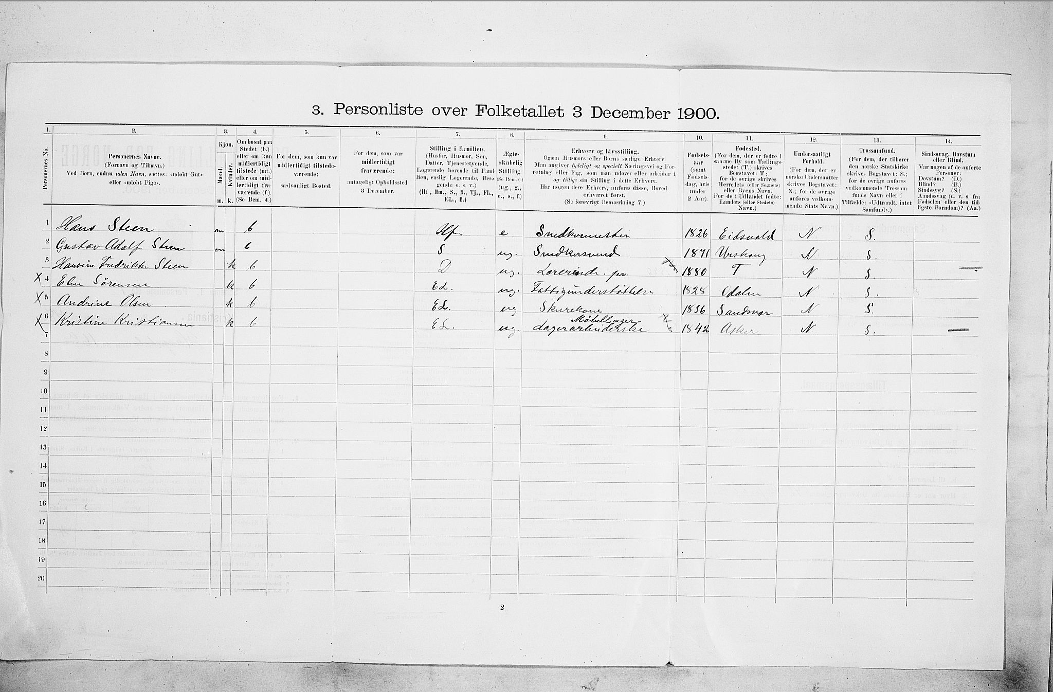 SAO, 1900 census for Kristiania, 1900, p. 39103