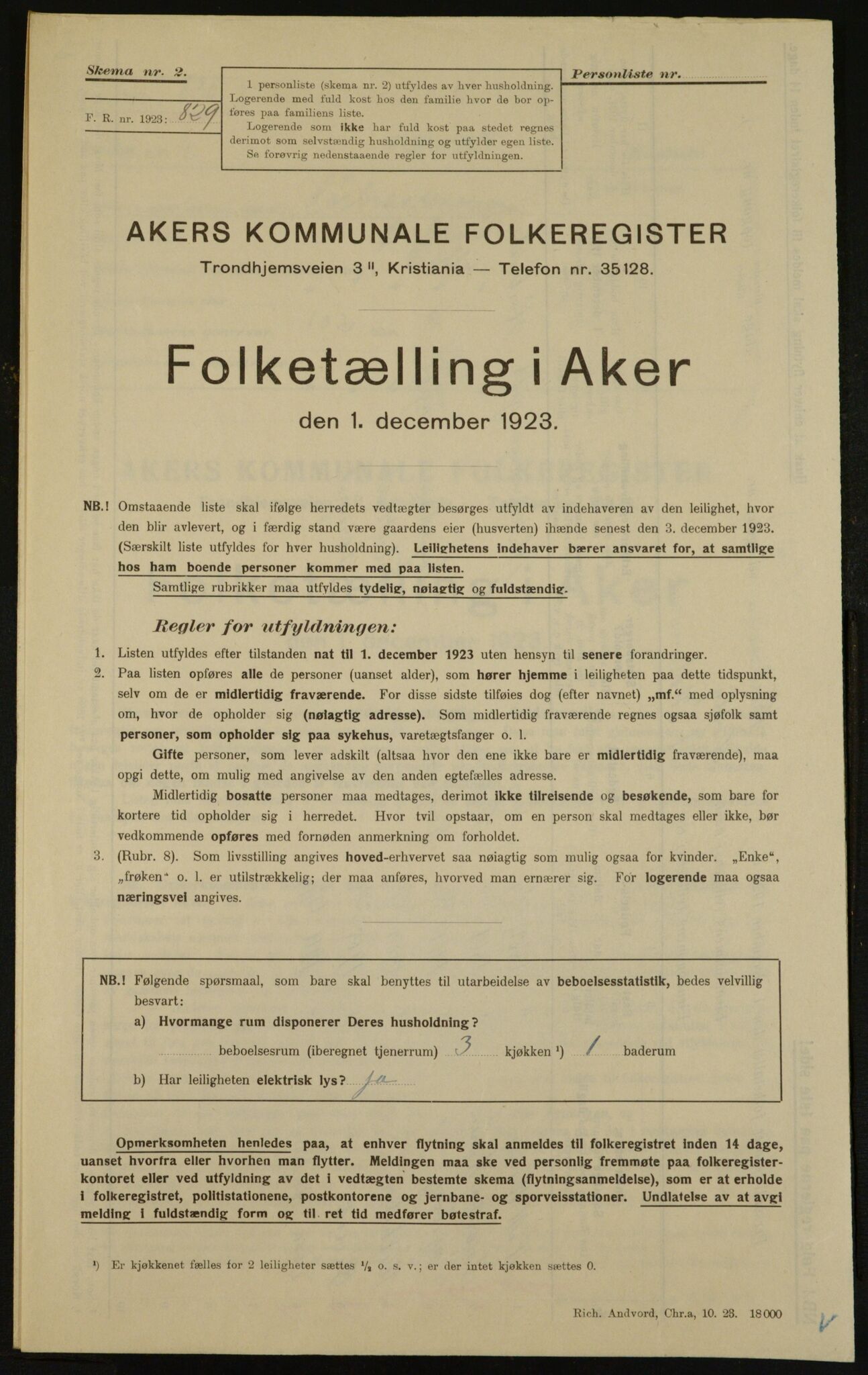 , Municipal Census 1923 for Aker, 1923, p. 27955