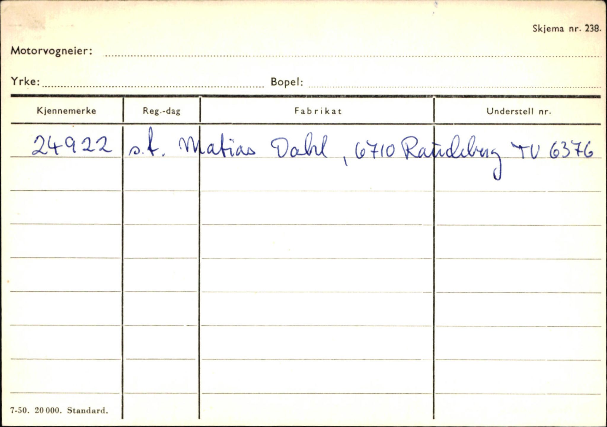 Statens vegvesen, Sogn og Fjordane vegkontor, AV/SAB-A-5301/4/F/L0144: Registerkort Vågsøy A-R, 1945-1975, p. 1418