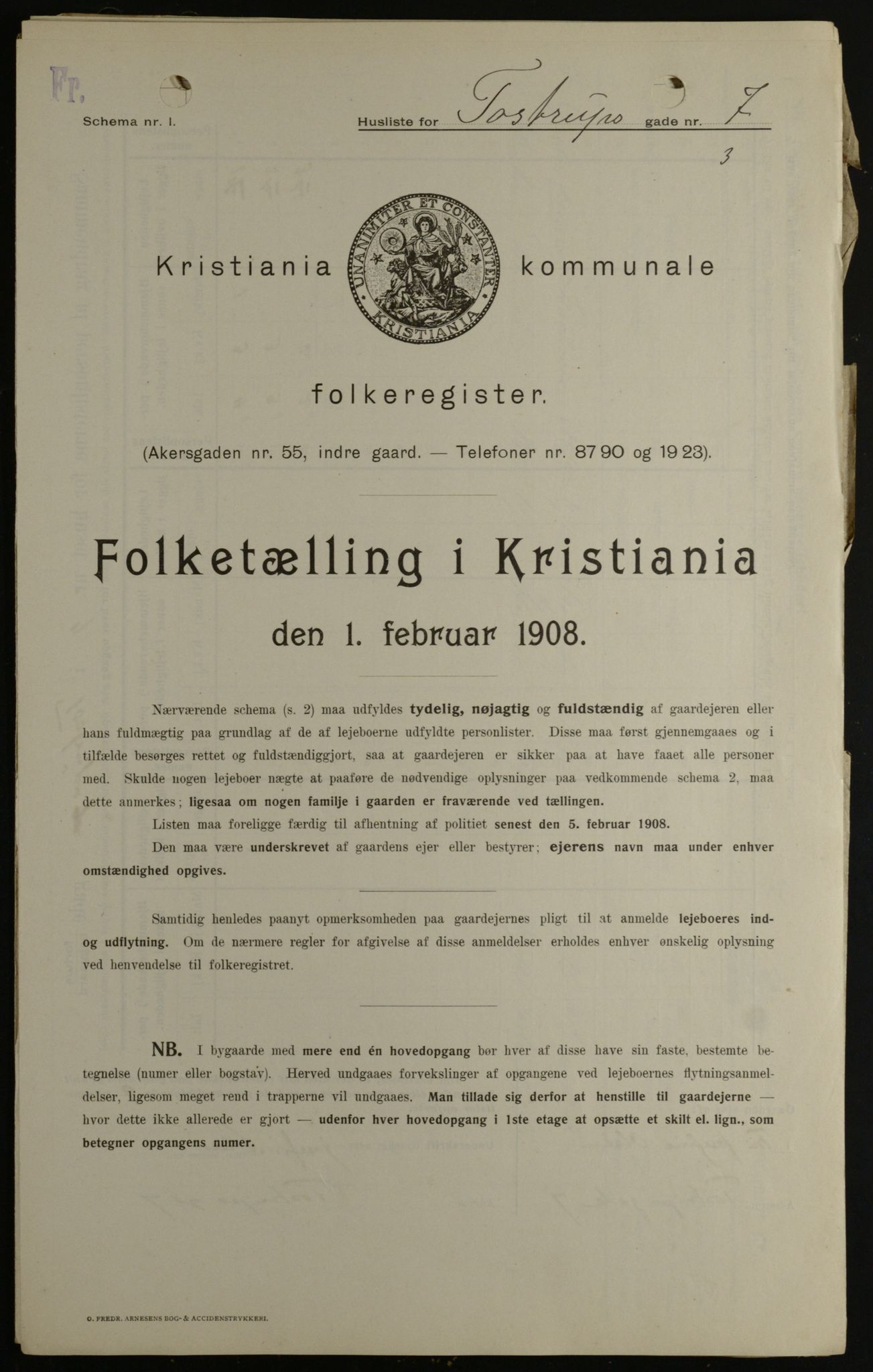 OBA, Municipal Census 1908 for Kristiania, 1908, p. 103665