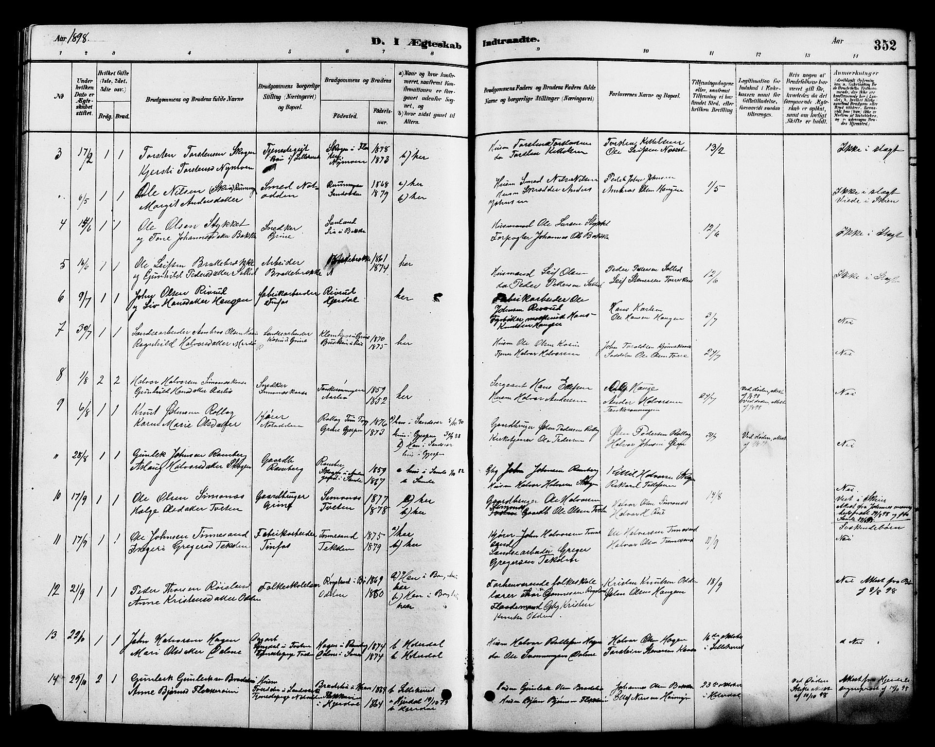 Heddal kirkebøker, AV/SAKO-A-268/G/Ga/L0002: Parish register (copy) no. I 2, 1879-1908, p. 352