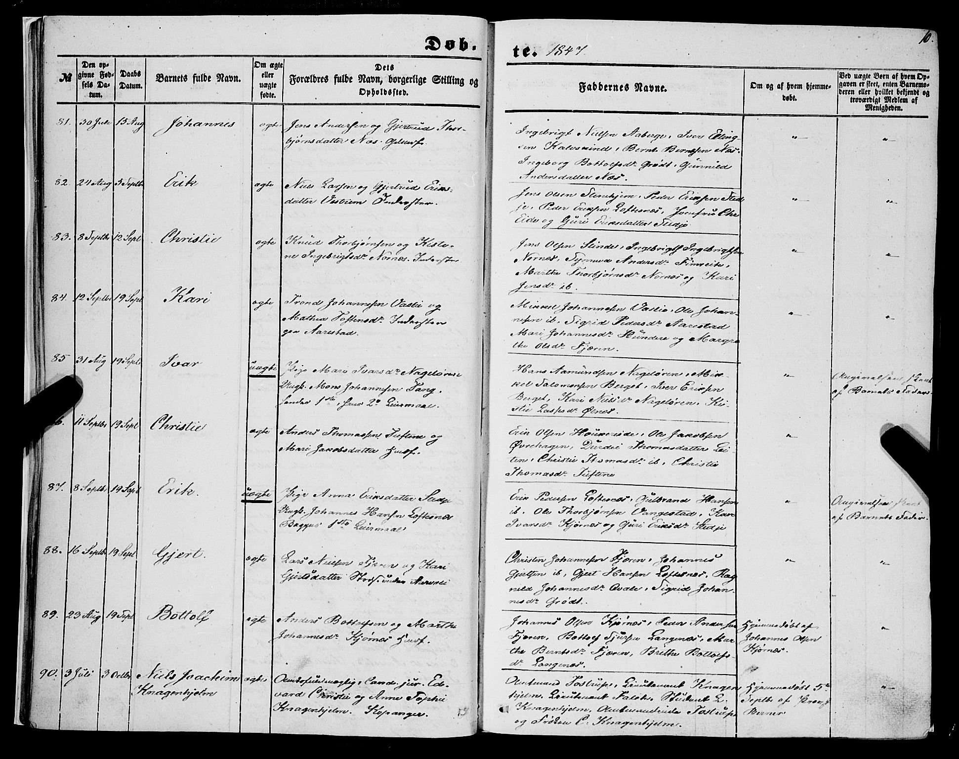 Sogndal sokneprestembete, SAB/A-81301/H/Haa/Haaa/L0012I: Parish register (official) no. A 12I, 1847-1859, p. 10