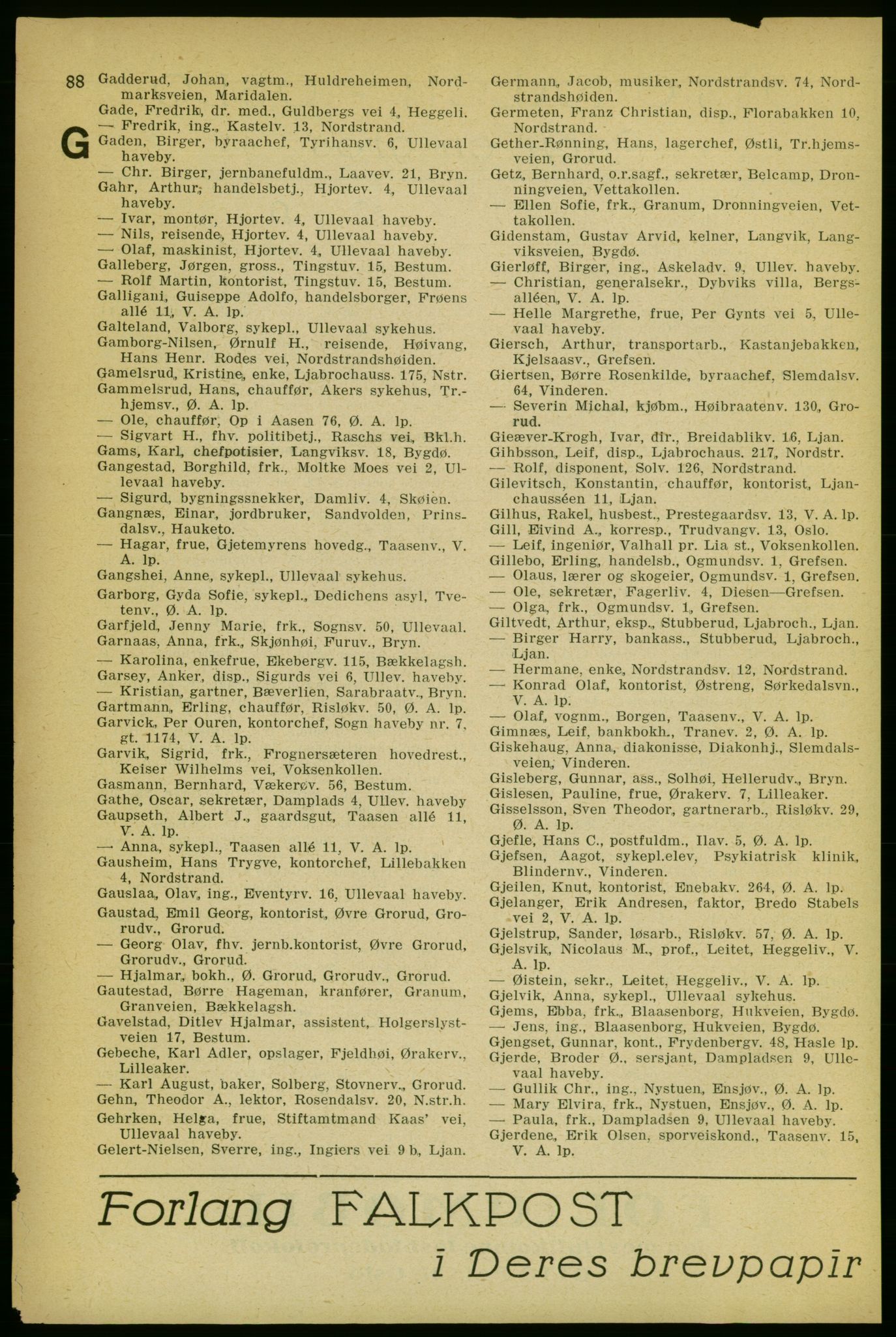 Aker adressebok/adressekalender, PUBL/001/A/004: Aker adressebok, 1929, p. 88
