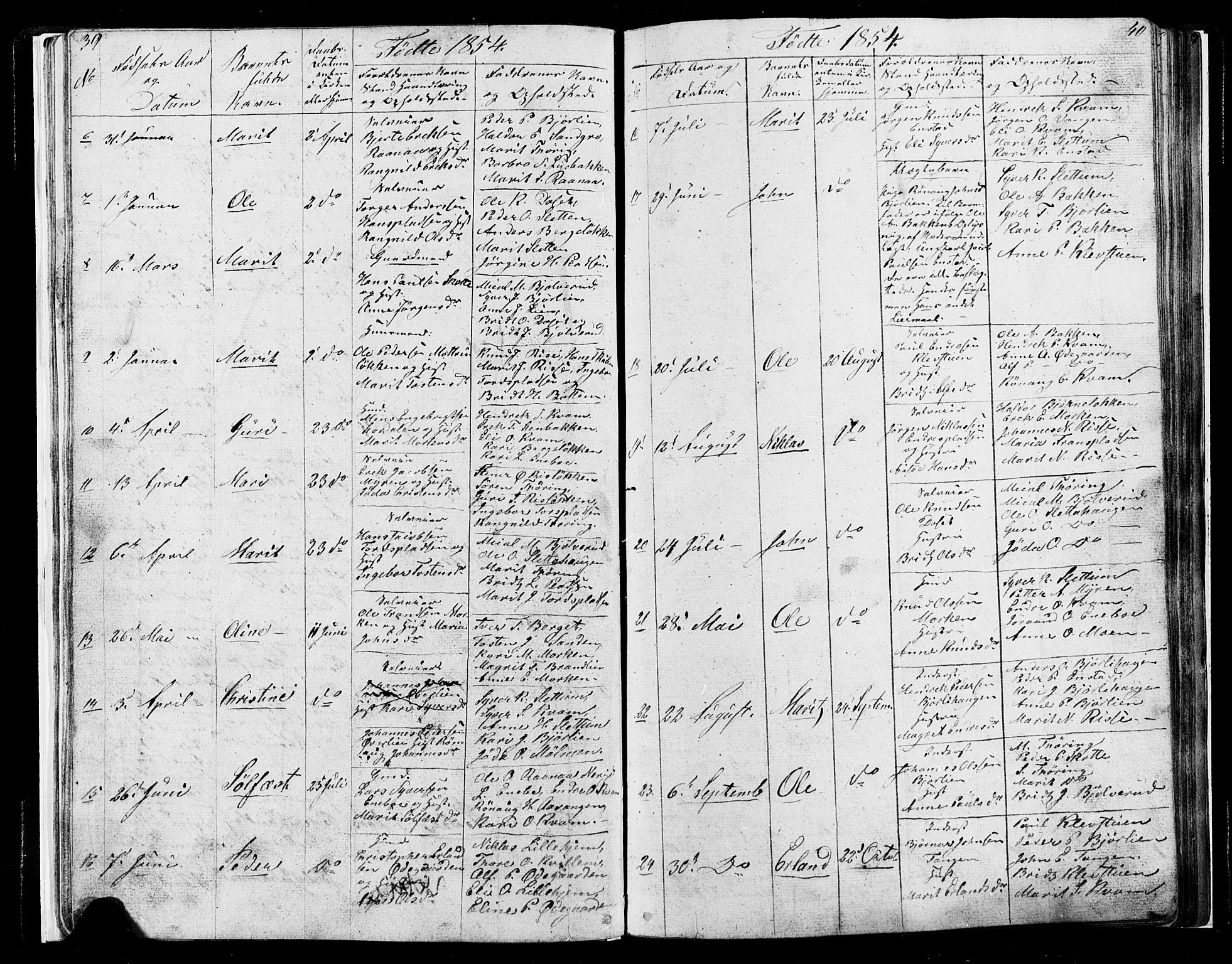 Lesja prestekontor, SAH/PREST-068/H/Ha/Hab/L0004: Parish register (copy) no. 4, 1842-1871, p. 39-40