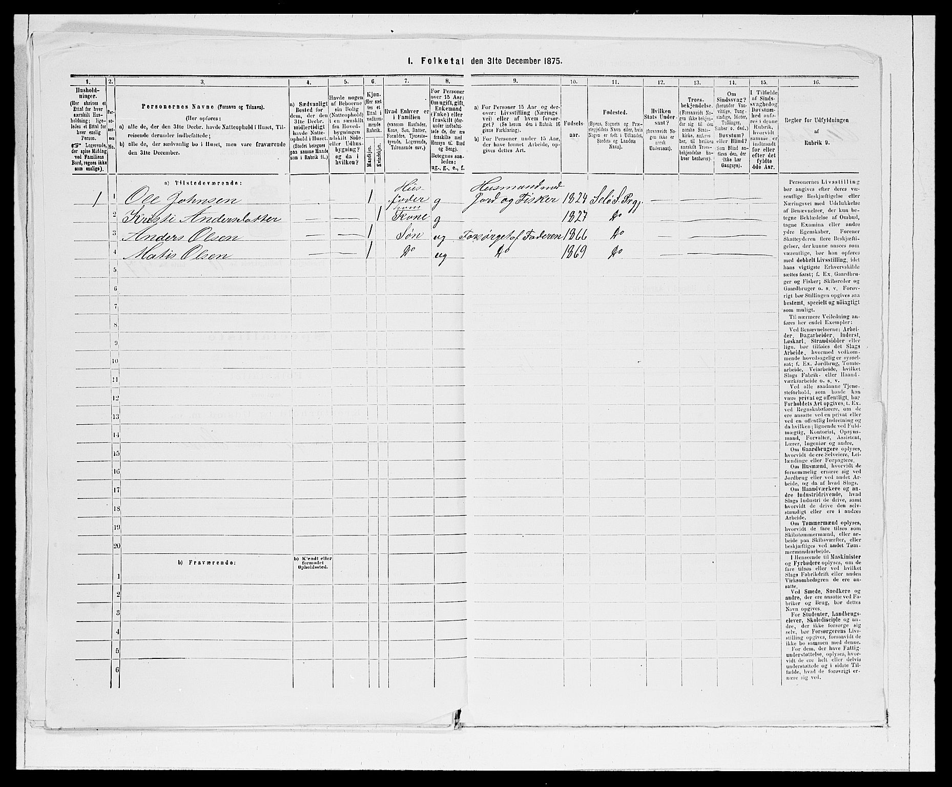 SAB, 1875 Census for 1441P Selje, 1875, p. 1375