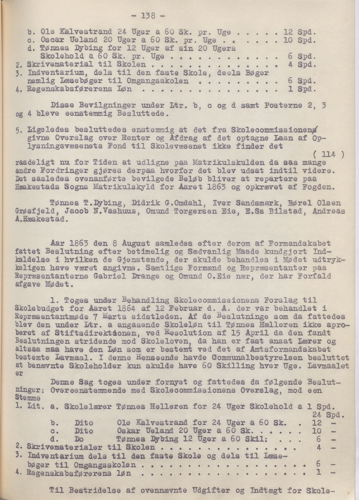 Heskestad kommune - Formannskapet, IKAR/K-101732/A/L0002: Møtebok (Særutskrift), 1837-1886, p. 138