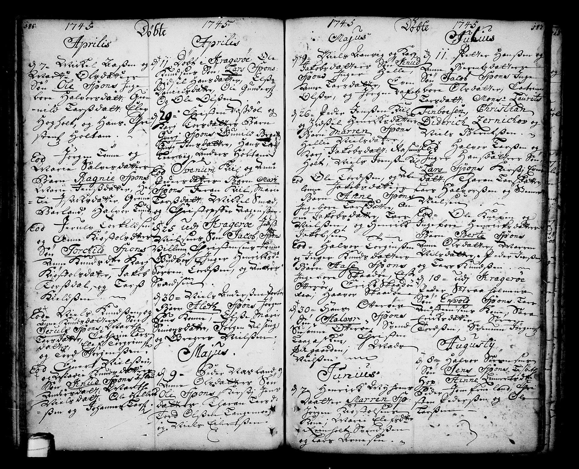 Sannidal kirkebøker, AV/SAKO-A-296/F/Fa/L0001: Parish register (official) no. 1, 1702-1766, p. 186-187