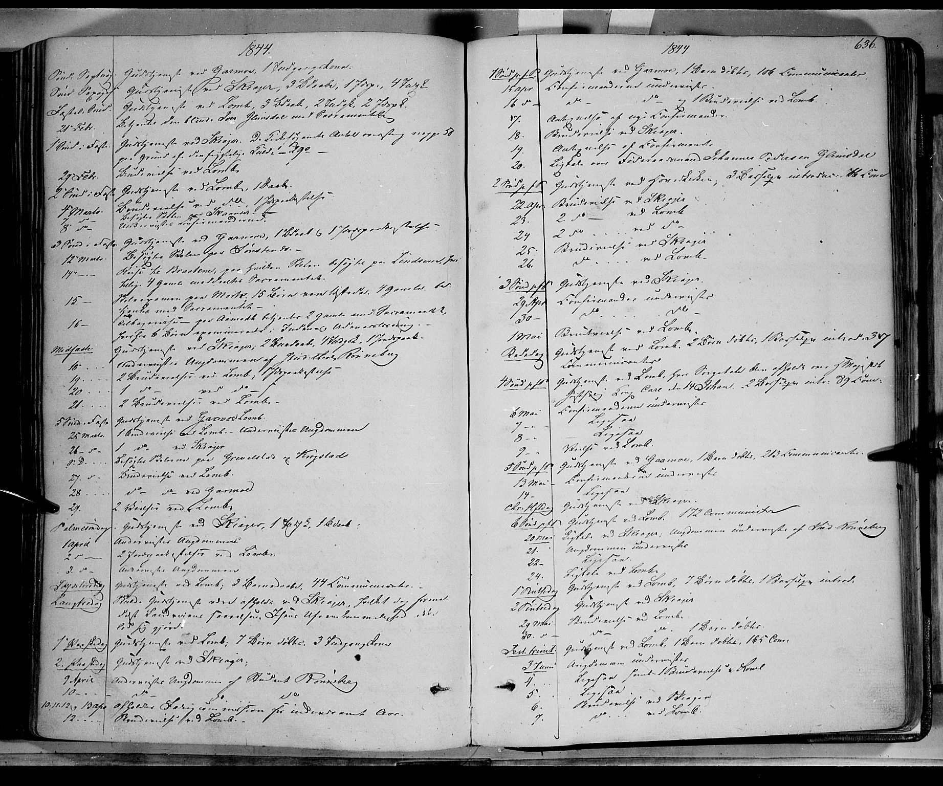 Lom prestekontor, AV/SAH-PREST-070/K/L0006: Parish register (official) no. 6B, 1837-1863, p. 636