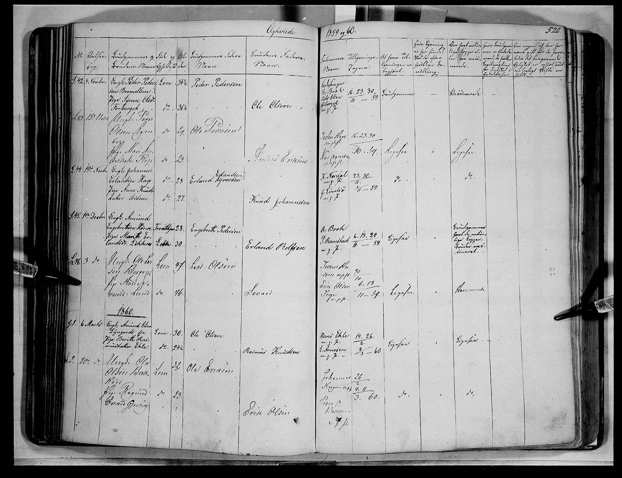 Lom prestekontor, SAH/PREST-070/K/L0006: Parish register (official) no. 6B, 1837-1863, p. 520