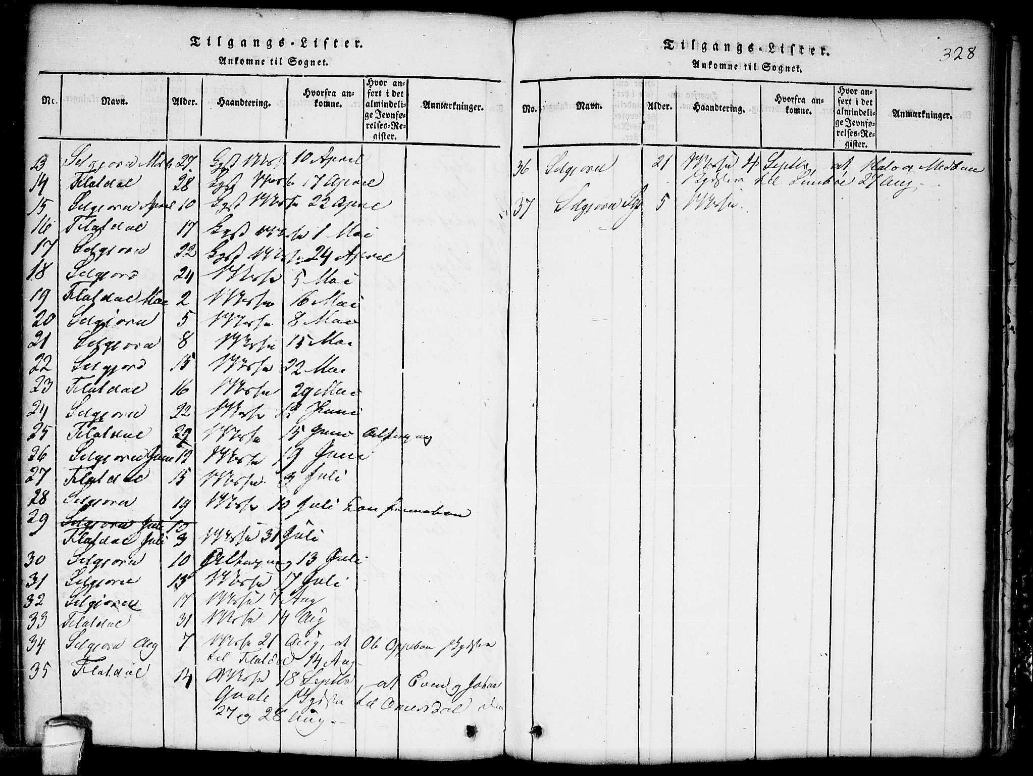 Seljord kirkebøker, SAKO/A-20/G/Gb/L0002: Parish register (copy) no. II 2, 1815-1854, p. 328