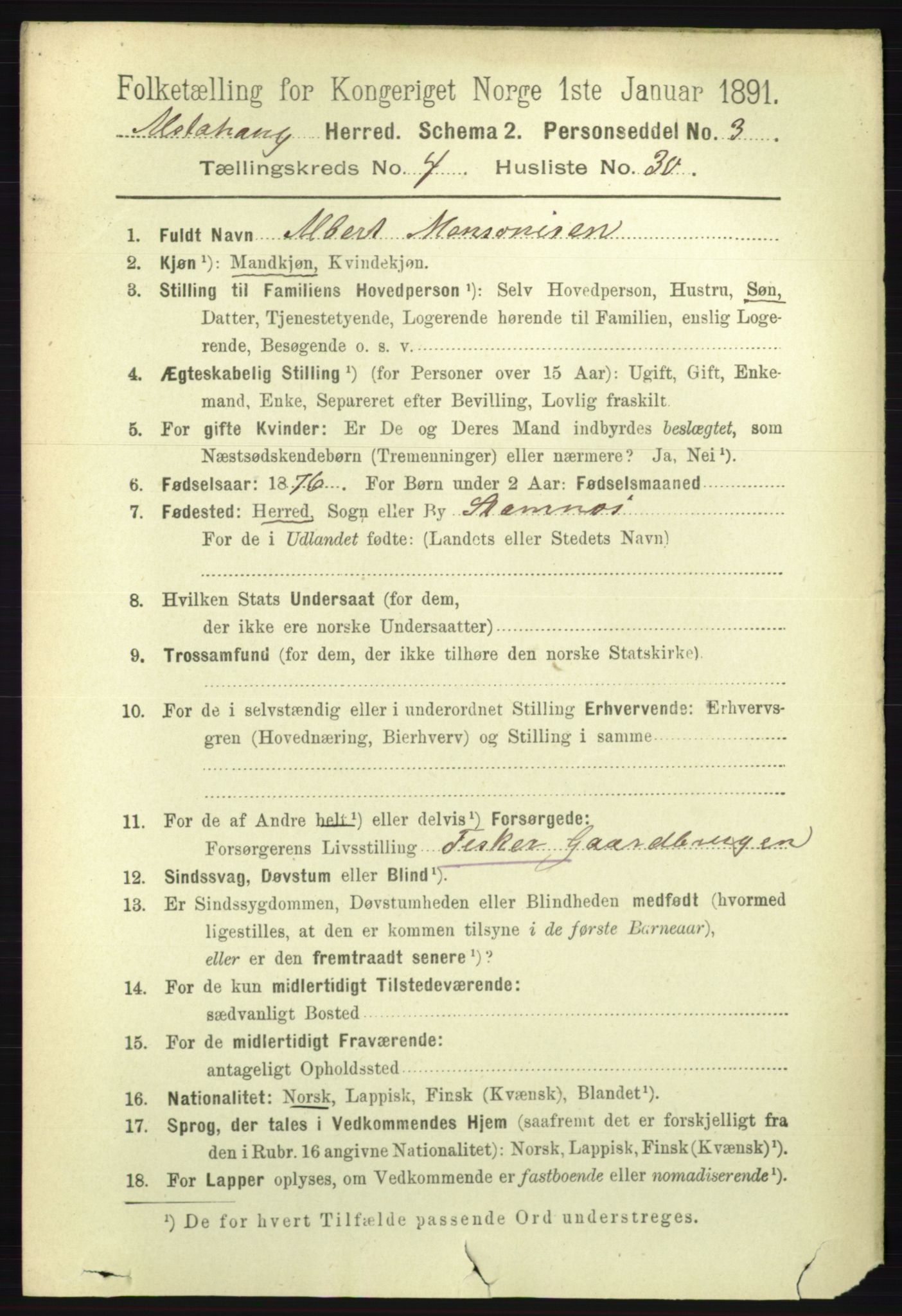 RA, 1891 census for 1820 Alstahaug, 1891, p. 1715