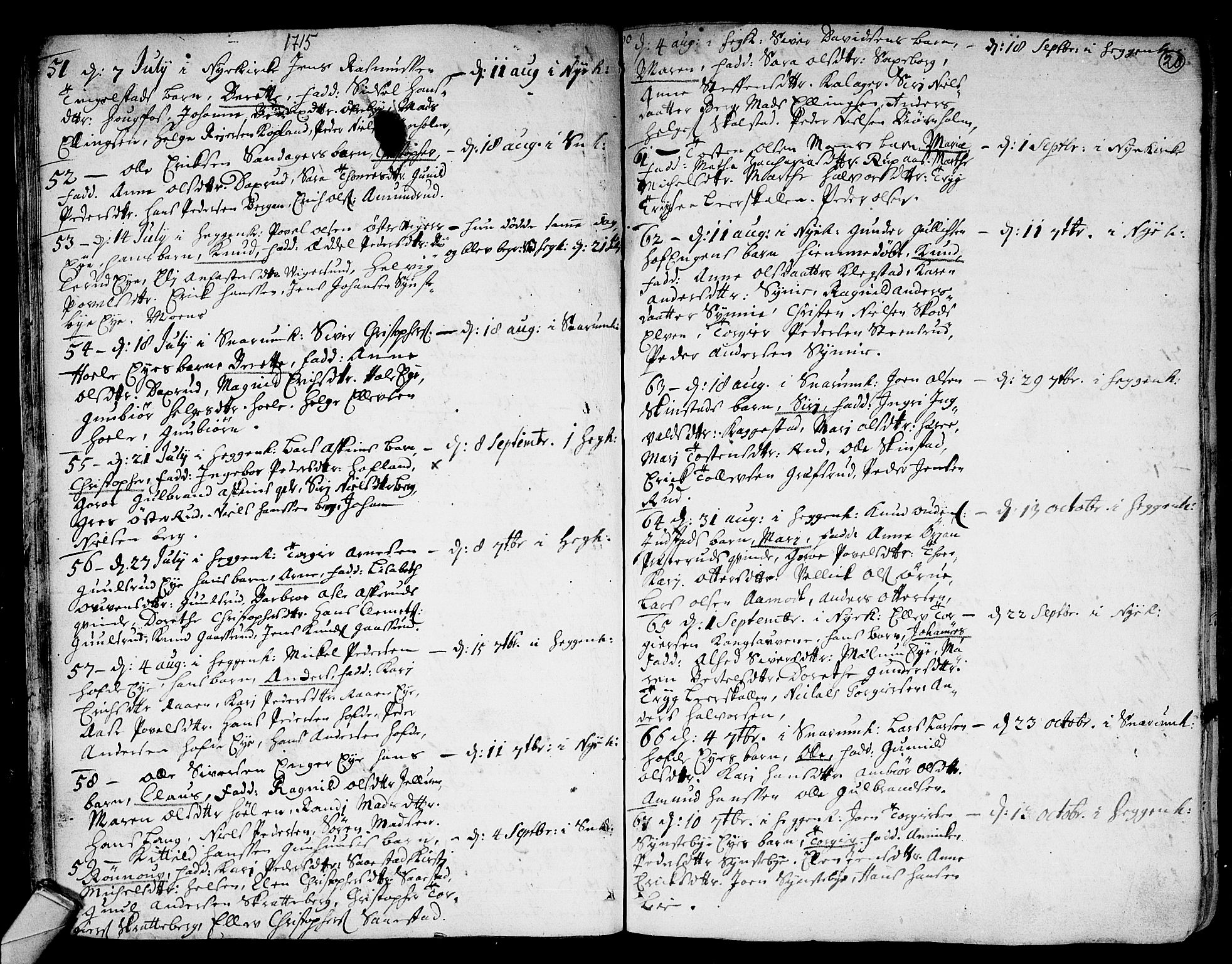 Modum kirkebøker, AV/SAKO-A-234/F/Fa/L0001: Parish register (official) no. 1, 1712-1740, p. 20