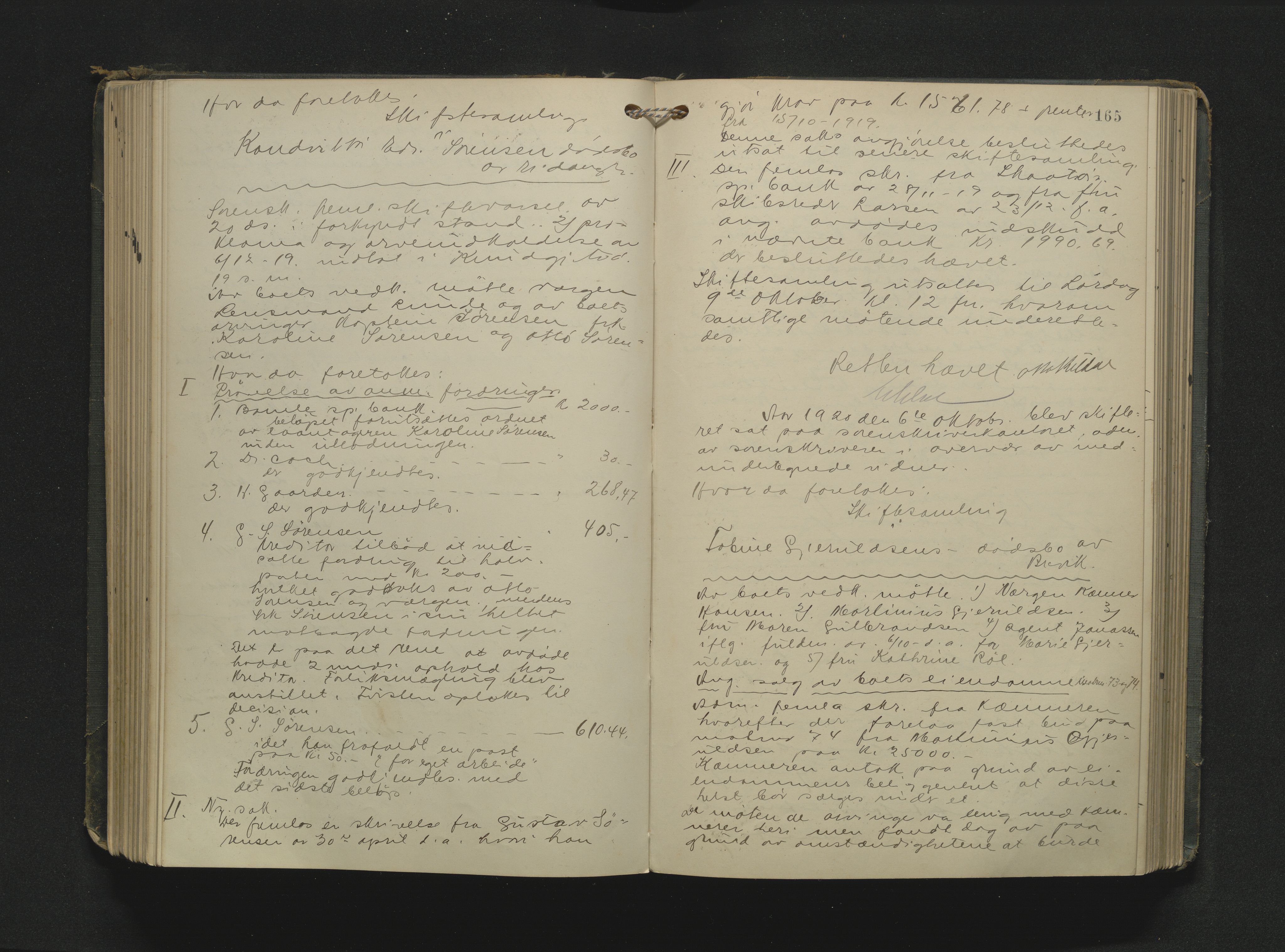 Bamble sorenskriveri, AV/SAKO-A-214/H/Hb/Hbc/L0019: Skifteforhandlingsprotokoll, 1916-1924, p. 165