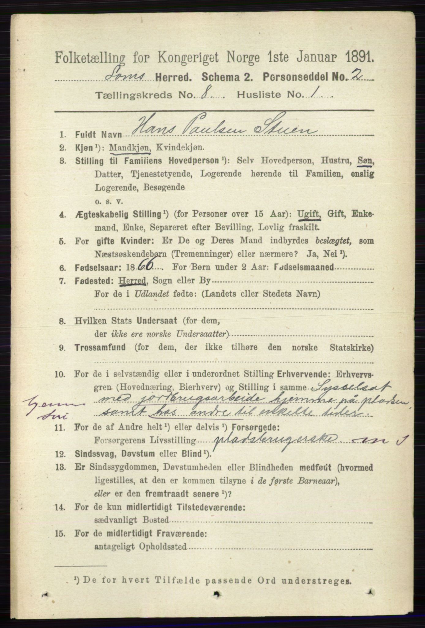 RA, 1891 census for 0514 Lom, 1891, p. 3107