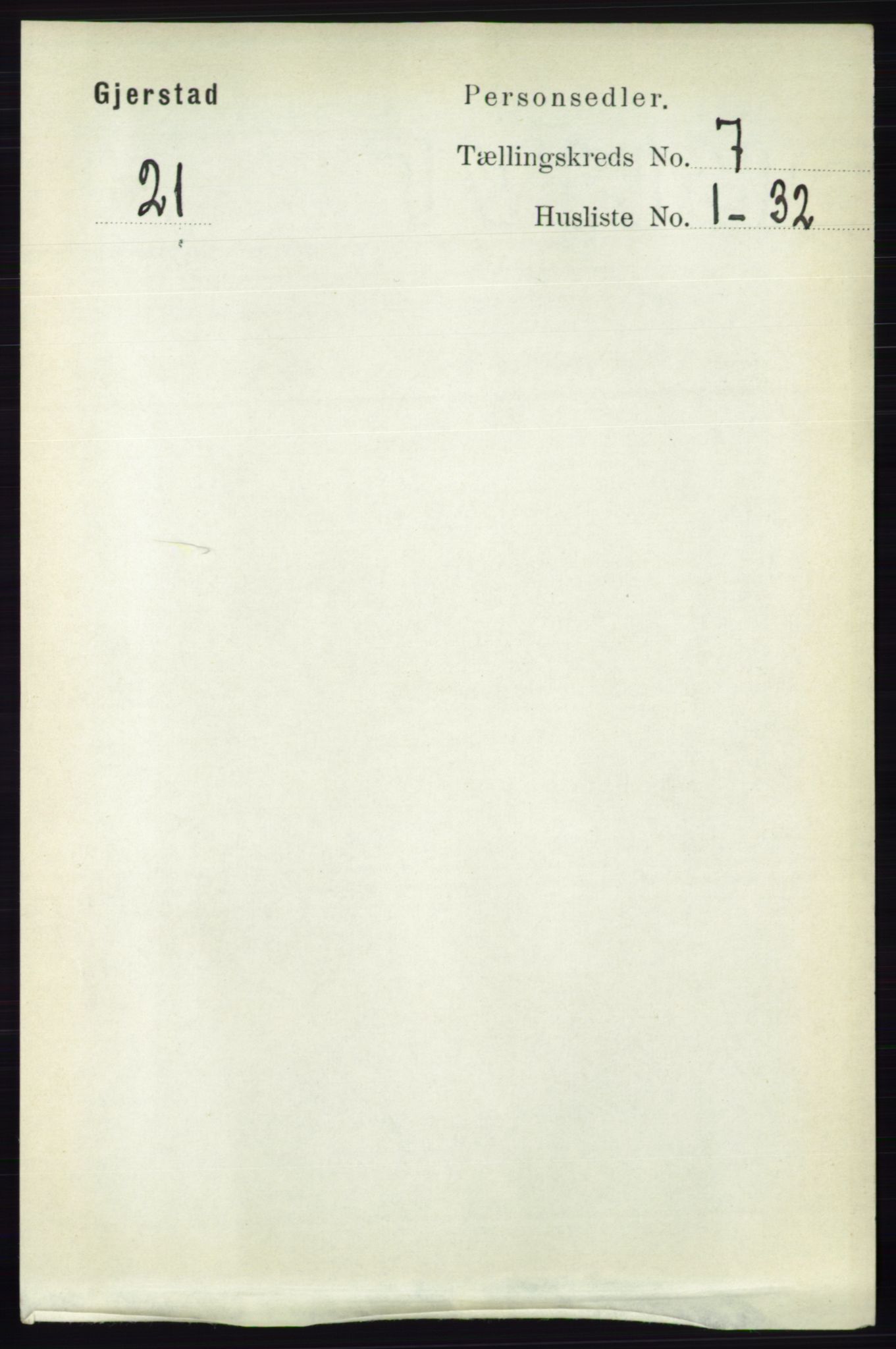 RA, 1891 census for 0911 Gjerstad, 1891, p. 2728