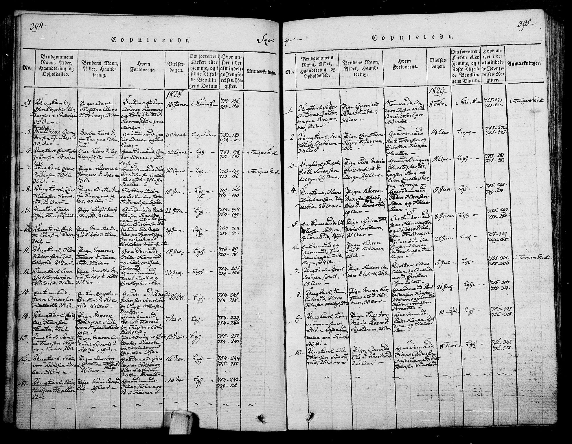 Skoger kirkebøker, AV/SAKO-A-59/F/Fa/L0002: Parish register (official) no. I 2 /1, 1814-1842, p. 394-395