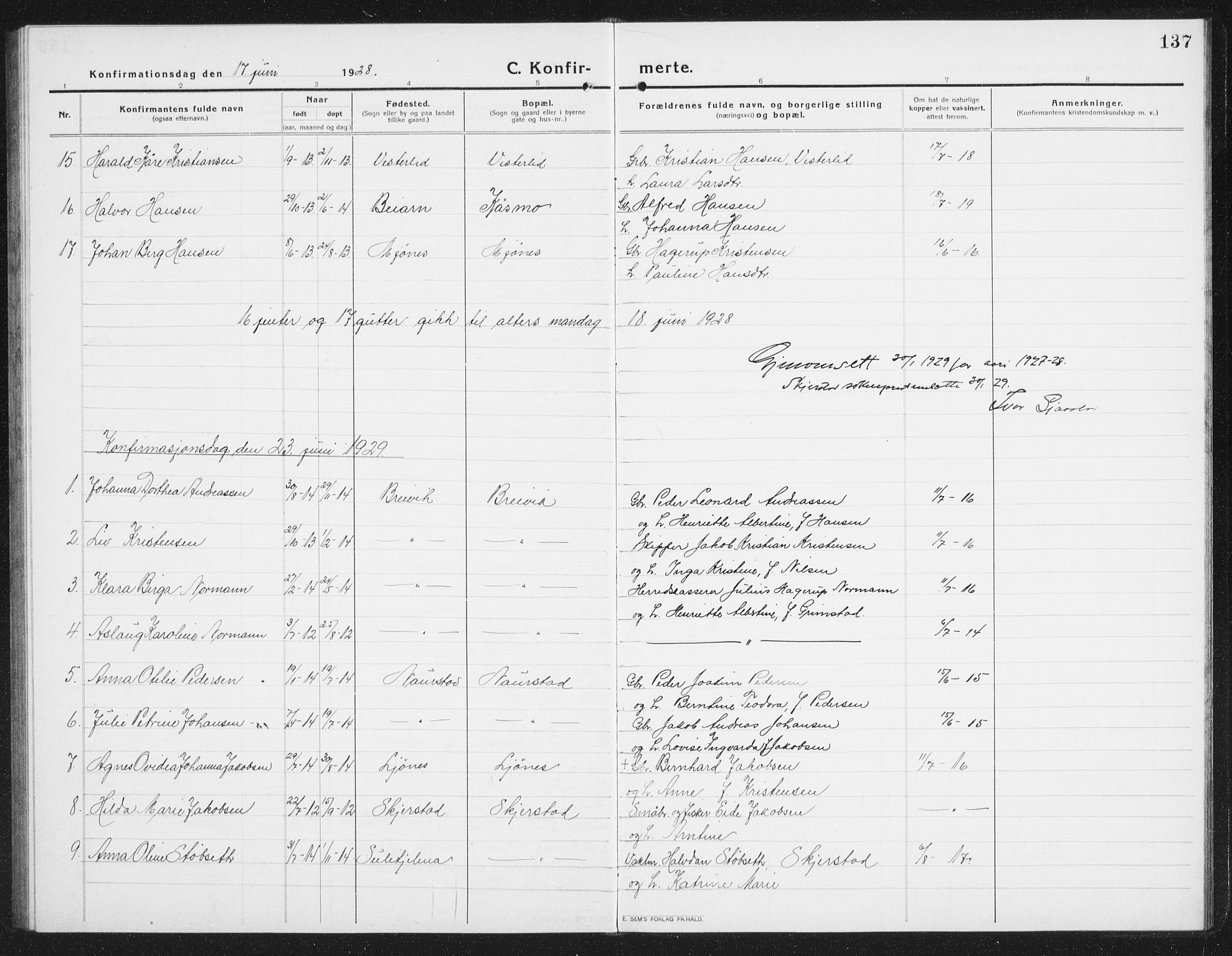 Ministerialprotokoller, klokkerbøker og fødselsregistre - Nordland, AV/SAT-A-1459/852/L0757: Parish register (copy) no. 852C08, 1916-1934, p. 137