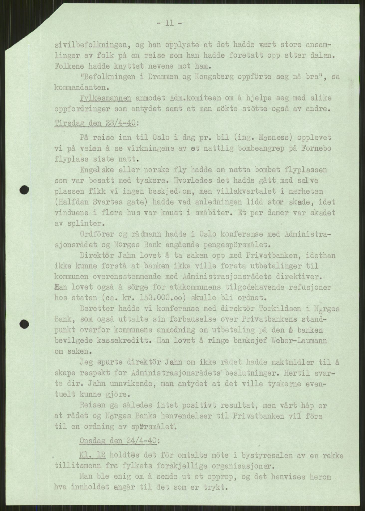 Forsvaret, Forsvarets krigshistoriske avdeling, AV/RA-RAFA-2017/Y/Ya/L0014: II-C-11-31 - Fylkesmenn.  Rapporter om krigsbegivenhetene 1940., 1940, p. 298