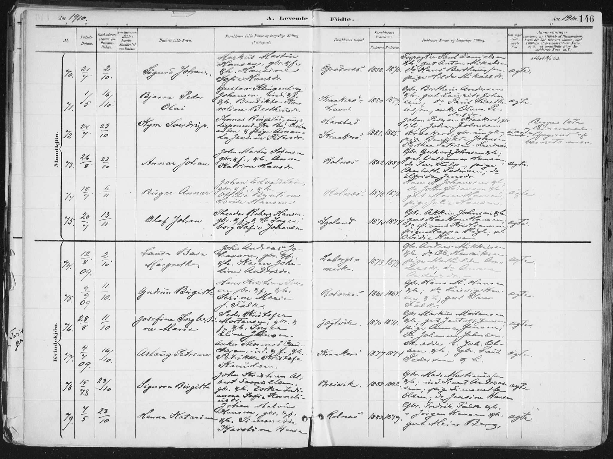 Ibestad sokneprestembete, SATØ/S-0077/H/Ha/Haa/L0017kirke: Parish register (official) no. 17, 1901-1914, p. 146