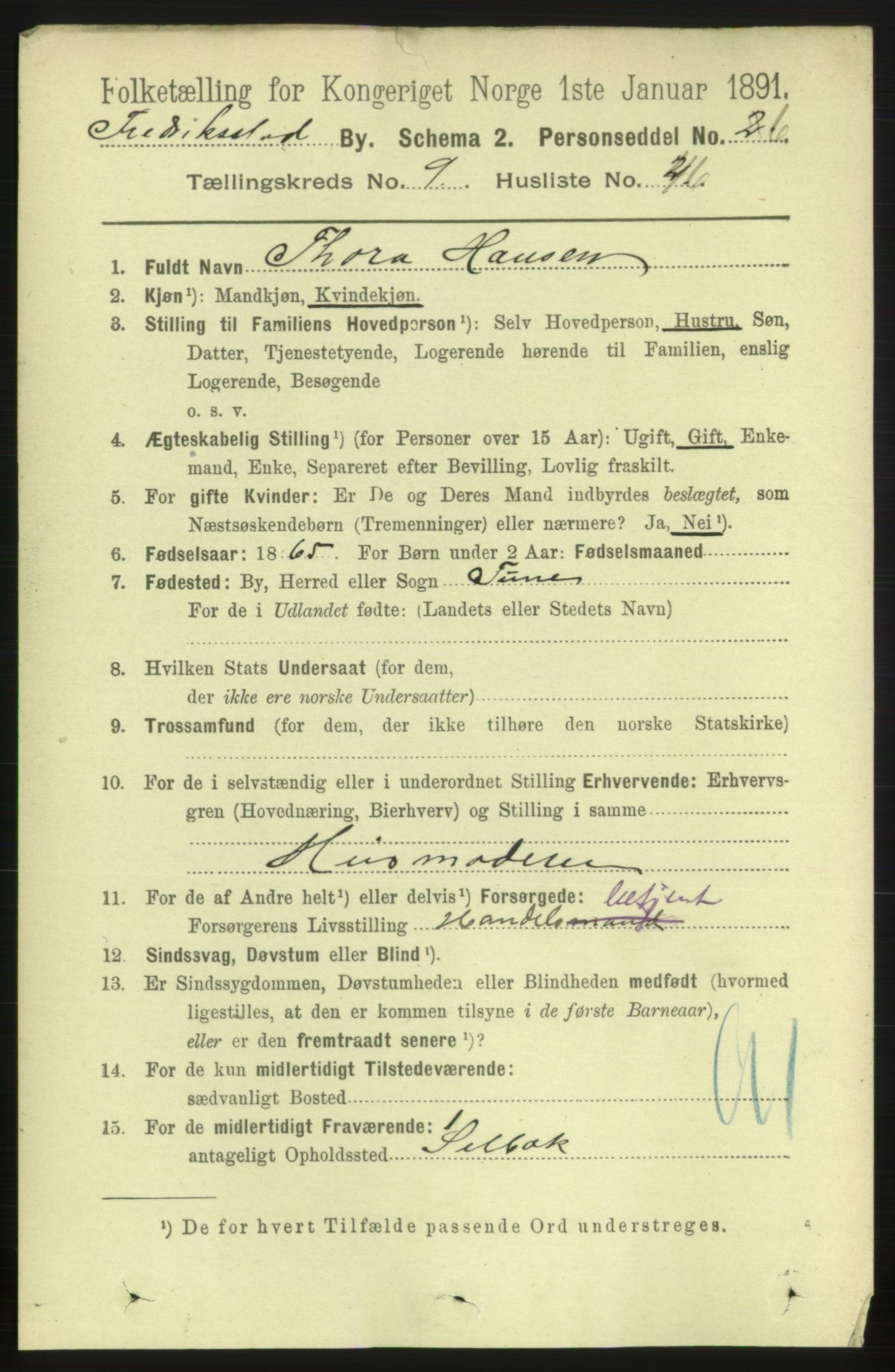 RA, 1891 census for 0103 Fredrikstad, 1891, p. 10915