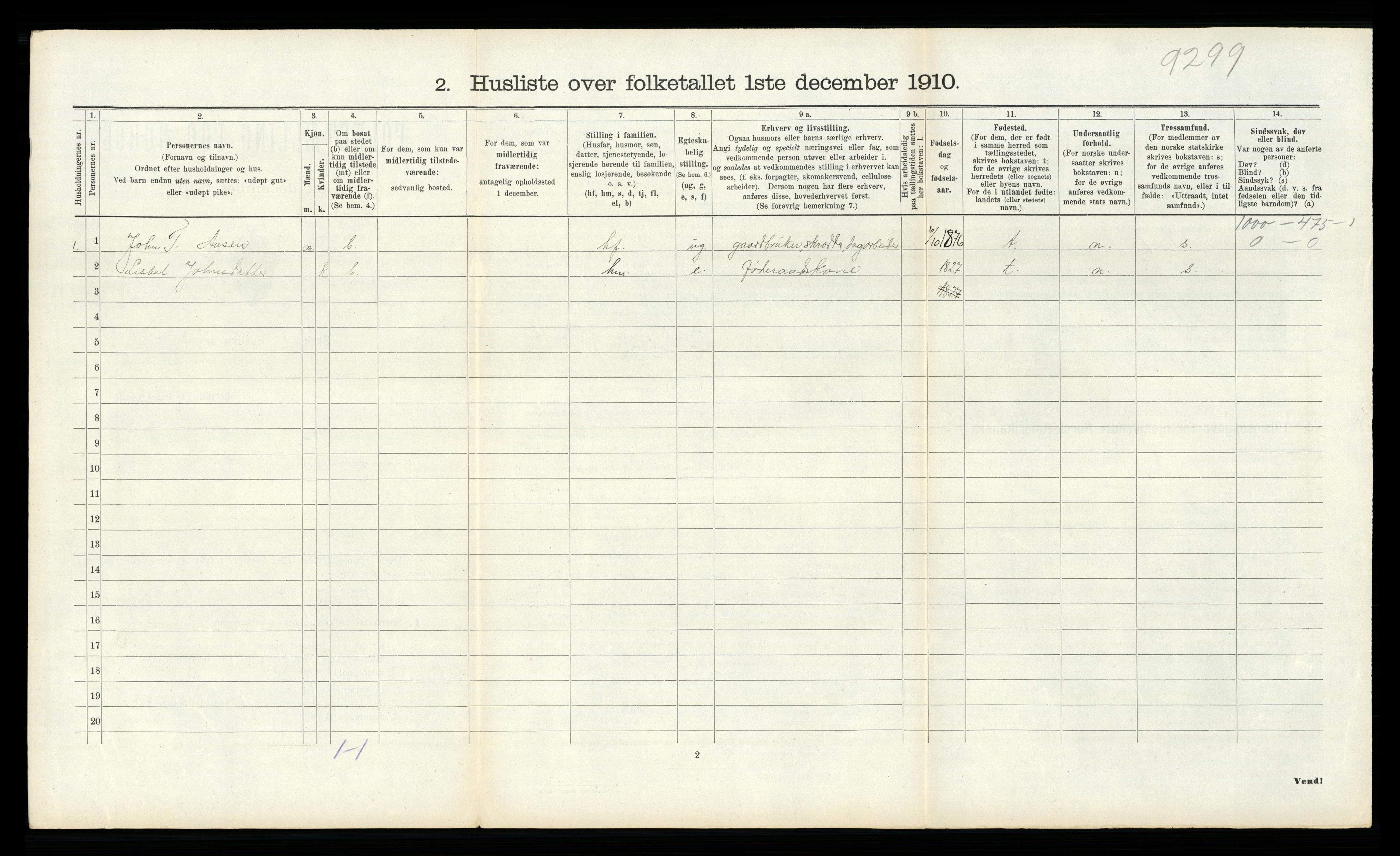 RA, 1910 census for Tinn, 1910, p. 388