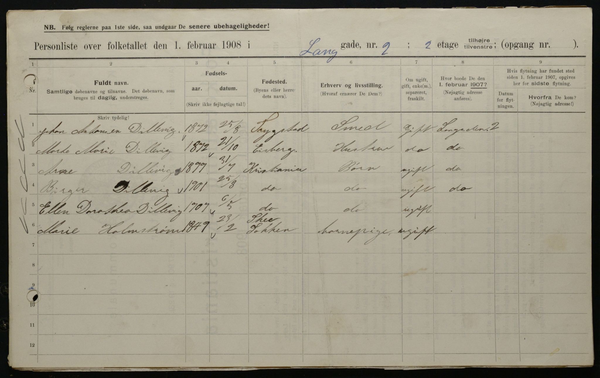 OBA, Municipal Census 1908 for Kristiania, 1908, p. 50632