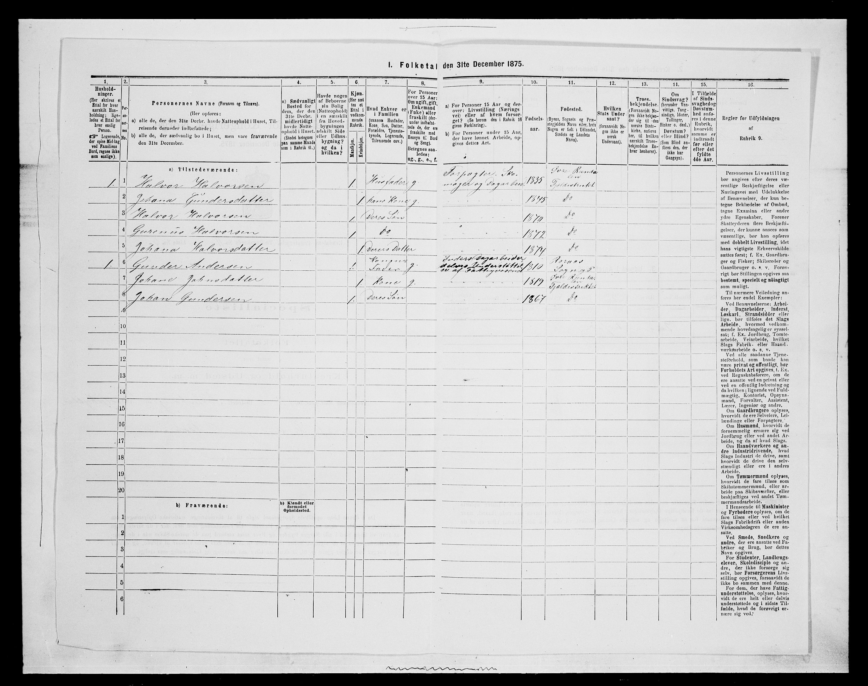 SAH, 1875 census for 0432P Rendalen, 1875, p. 947