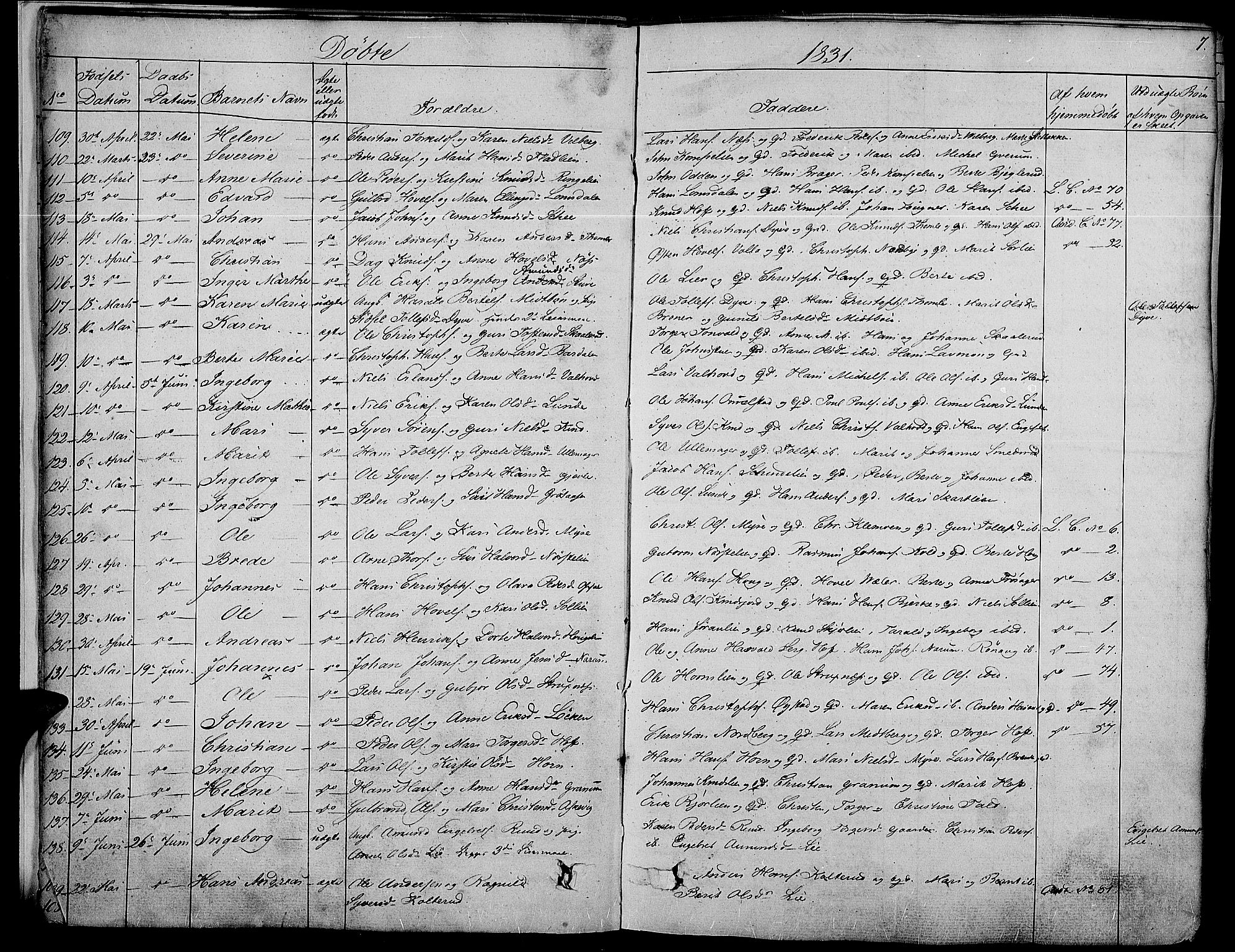 Land prestekontor, AV/SAH-PREST-120/H/Ha/Haa/L0008: Parish register (official) no. 8, 1830-1846, p. 7