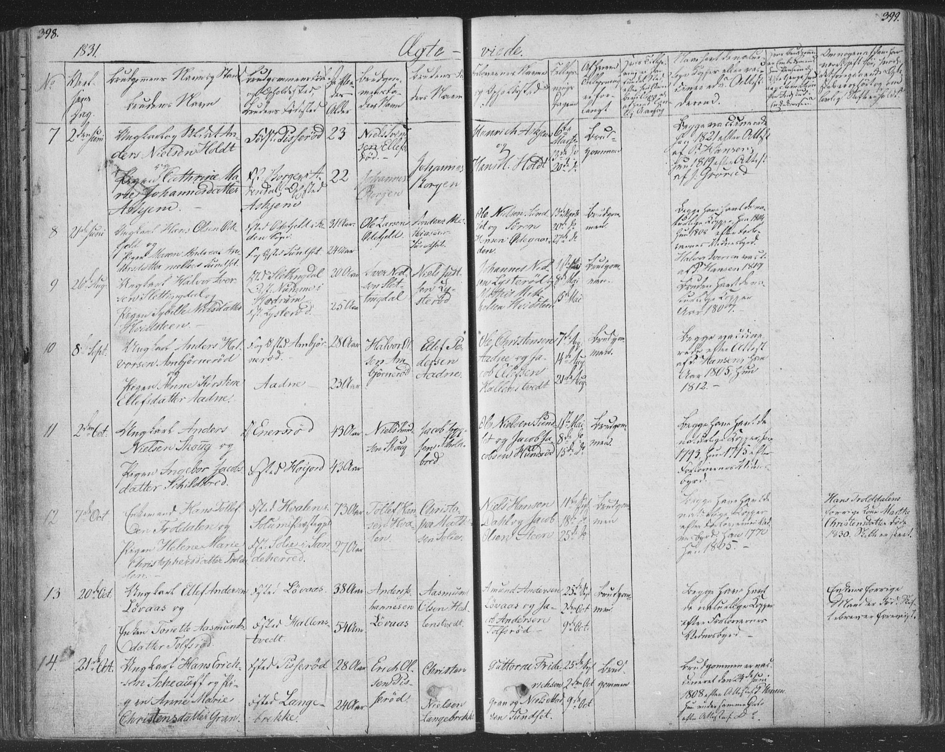 Andebu kirkebøker, AV/SAKO-A-336/F/Fa/L0004: Parish register (official) no. 4, 1829-1856, p. 398-399