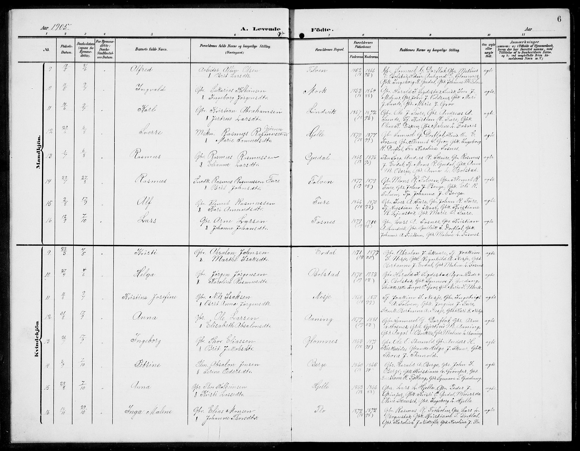Stryn Sokneprestembete, SAB/A-82501: Parish register (copy) no. C 4, 1905-1936, p. 6