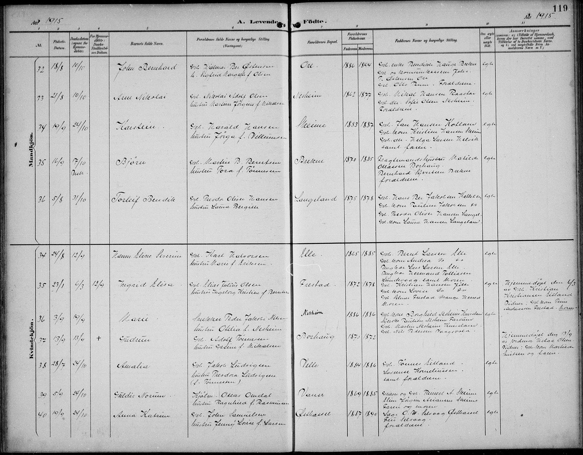 Lista sokneprestkontor, AV/SAK-1111-0027/F/Fb/L0005: Parish register (copy) no. B 5, 1892-1923, p. 119