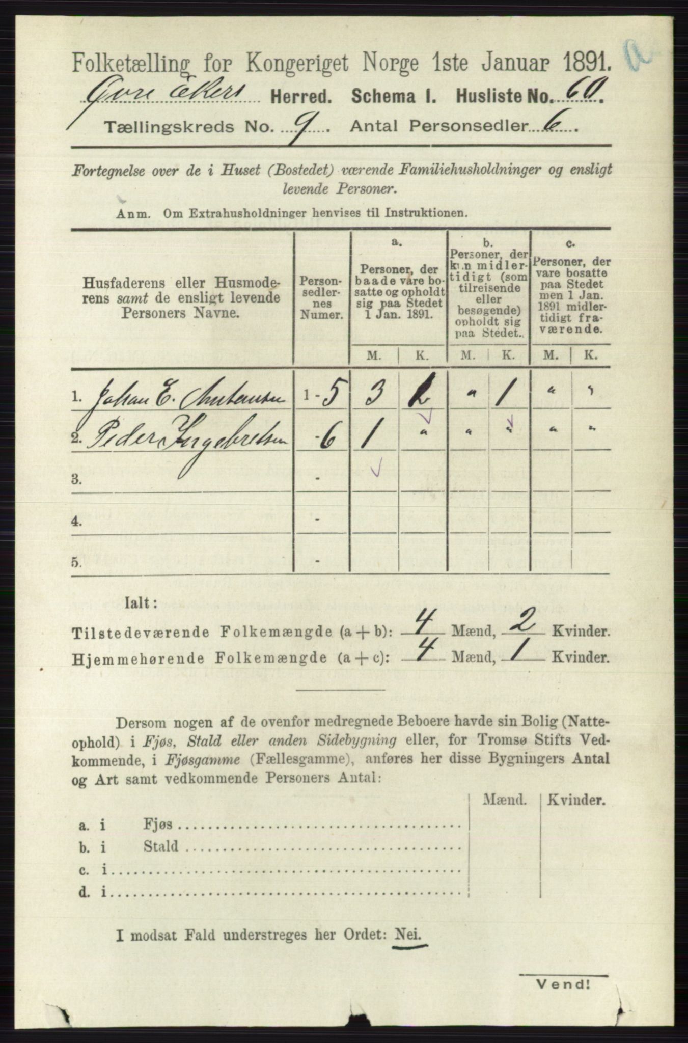 RA, 1891 census for 0624 Øvre Eiker, 1891, p. 3637